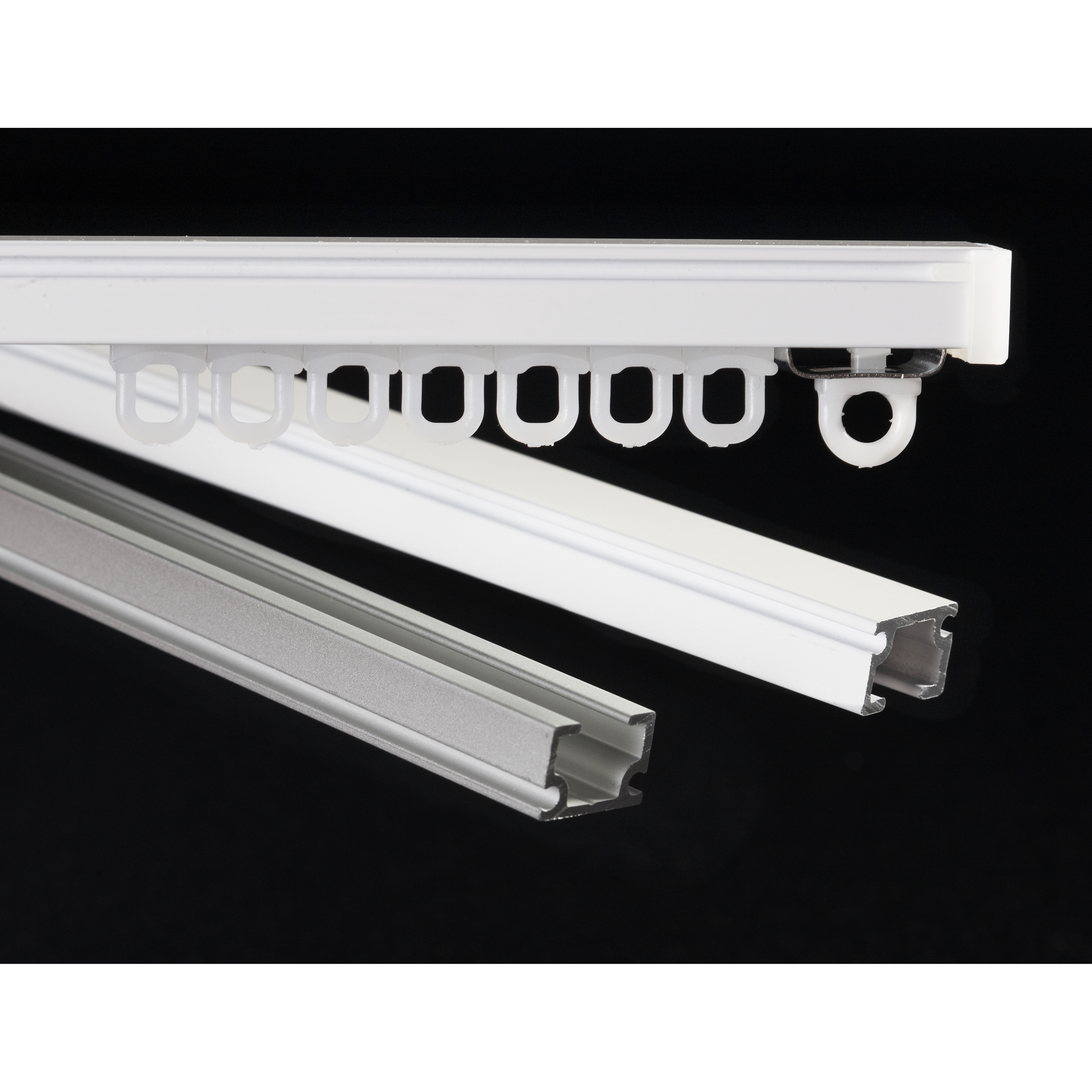 Gardinskena Kirsch U-skena Komplett Aluminium för Gardinupphängning