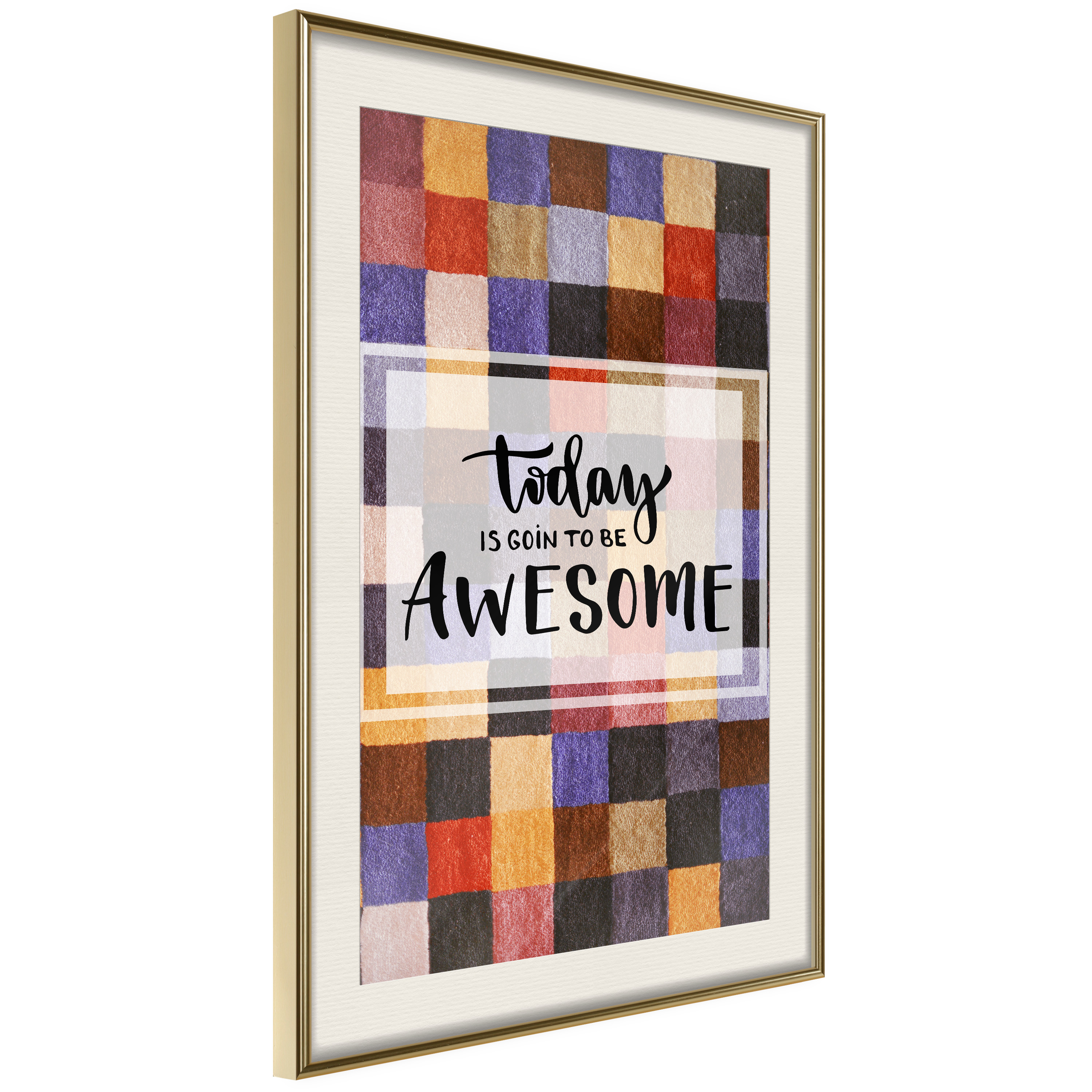 Affisch - Today Is Goin To Be Awesome [Poster] 30x45 Guld ram med passepartout, 30x45 cm