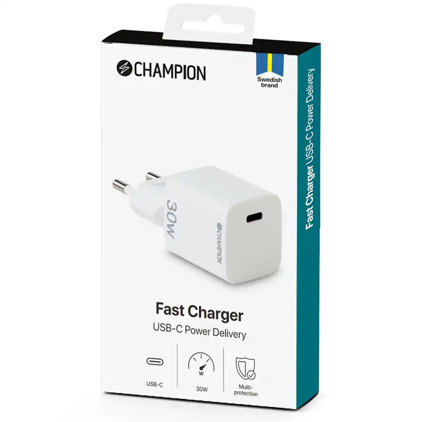 Laddare Champion 30W PD Vit