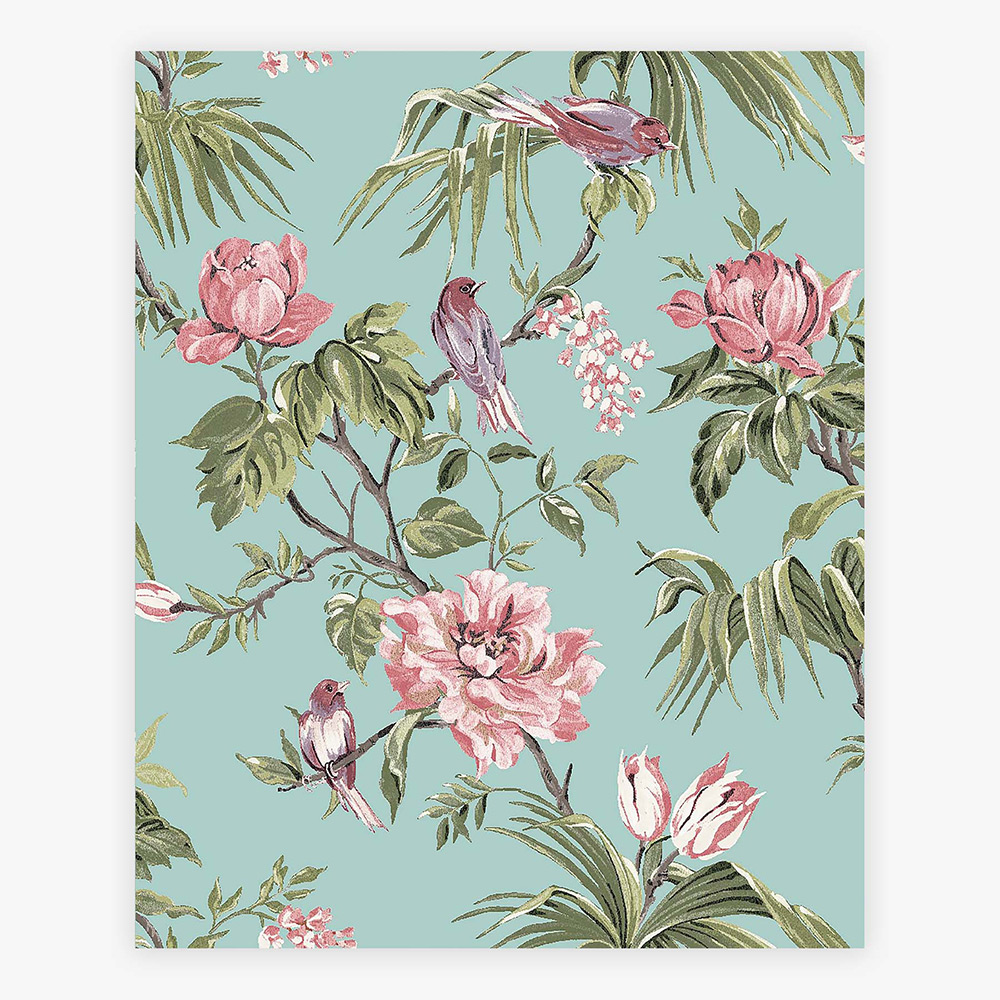 Tapet NEXT Birds & Blooms Duck Egg