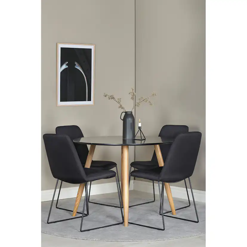 Matgrupp Venture Home Plaza Ø100 cm med 4st Muce Matstolar