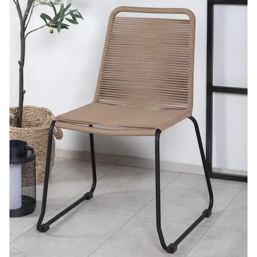 Lindos Stacking Chair - Black Alu / Latte Rope Svart/Latte