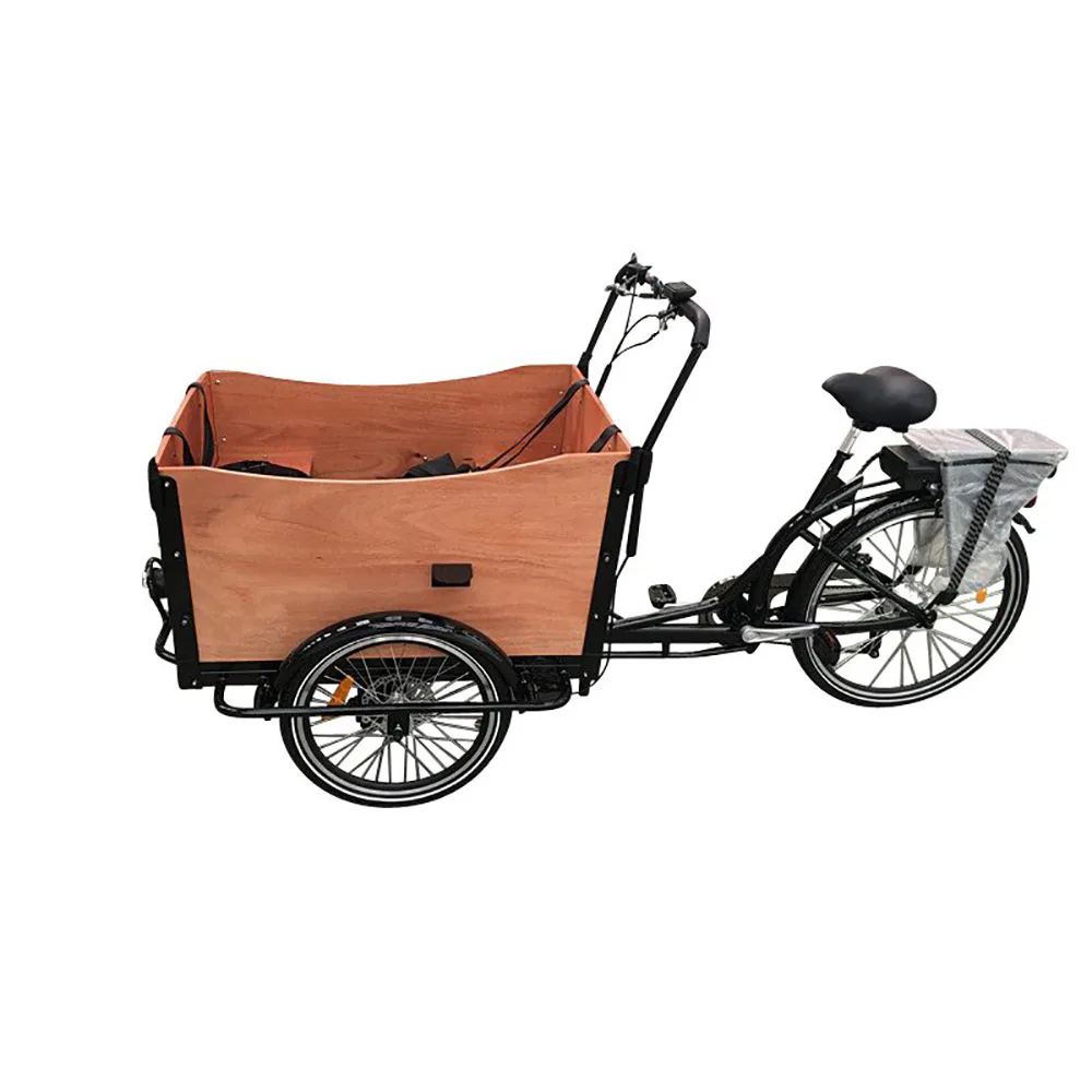 Eldriven Lådcykel med brun låda - 12,8 Ah Brun