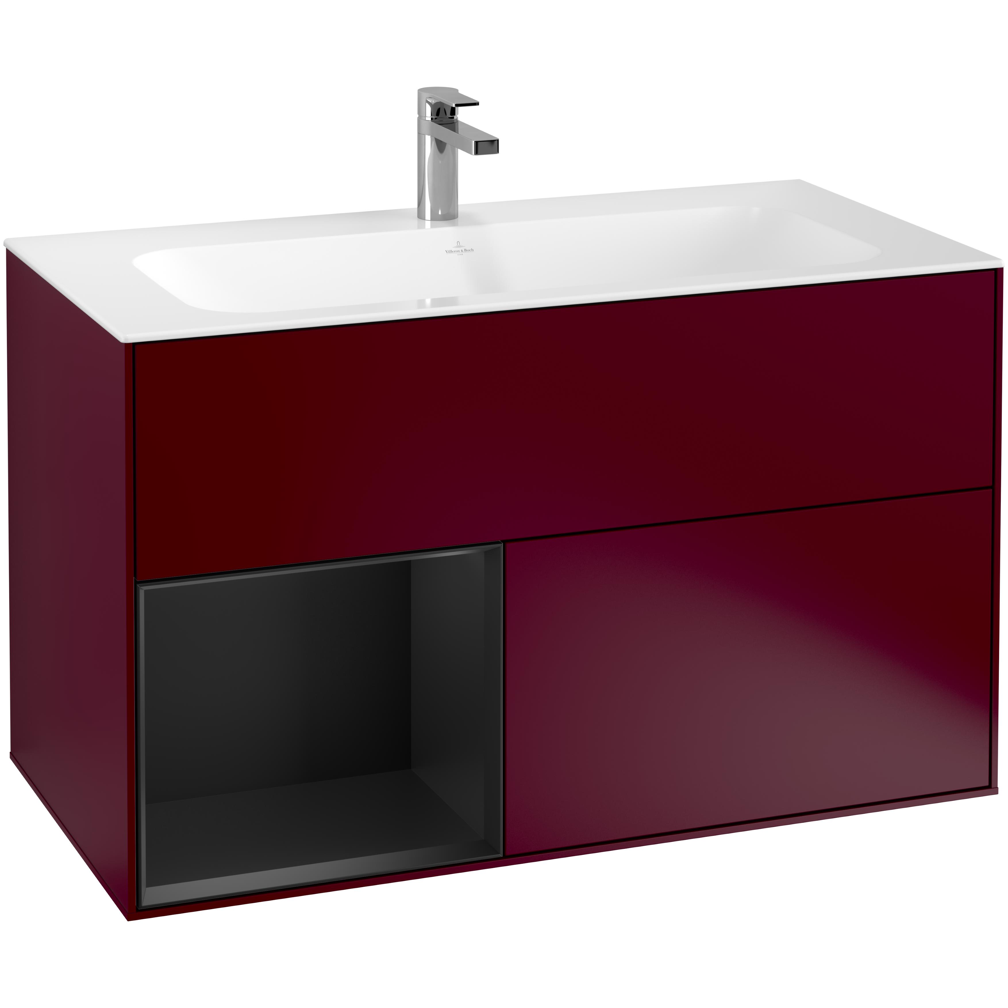 Tvättställsskåp Villeroy & Boch Finion G030PDHB Pion Mattlack/Svart Mattlack med Väggbelysning, Lucka Vänster