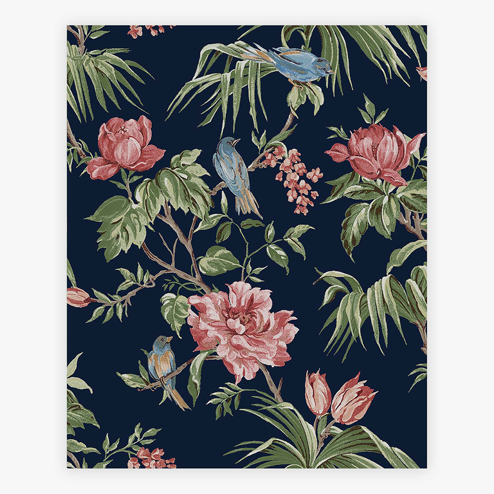 Tapet NEXT Birds & Blooms Navy