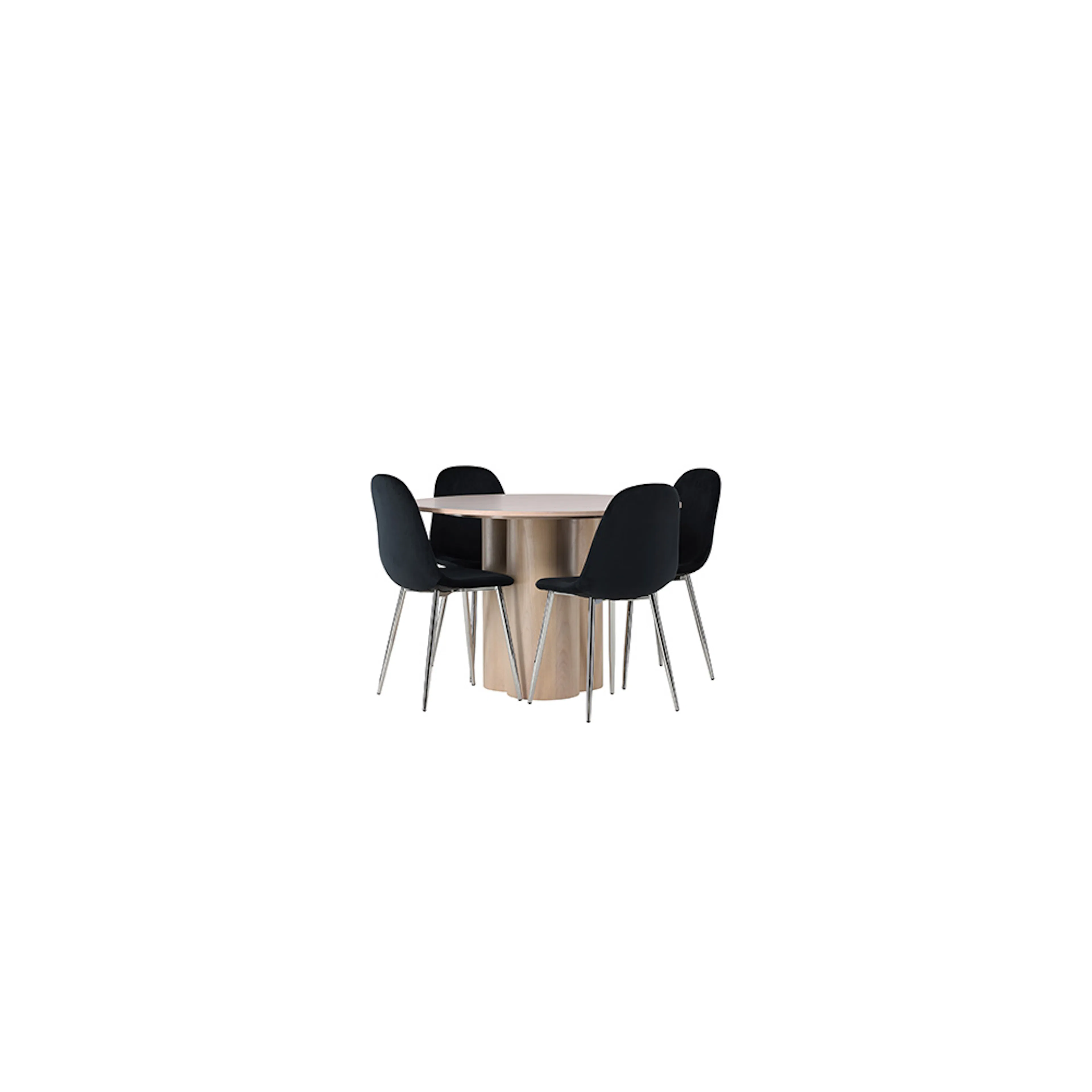 Matgrupp Venture Home Olivia Ø110 cm med 4 st Polar stolar Natur/Svart/Krom