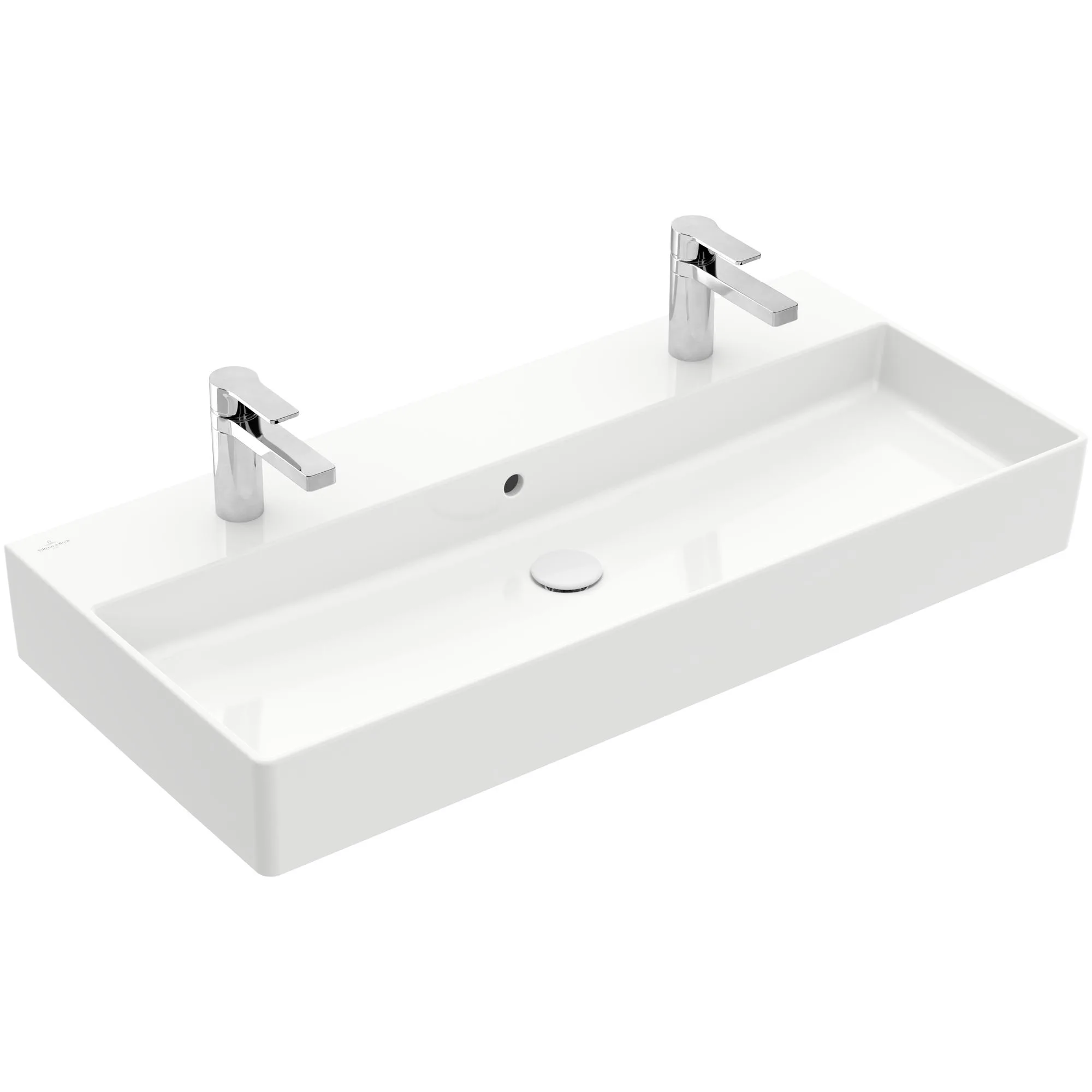 Tvättställ villeroy & Boch Memento 2.0 4A221L01 Vit Alpin, Med Bräddavlopp, 1000 mm, Med 2 Blandarhål, för Två Enhålsblandare