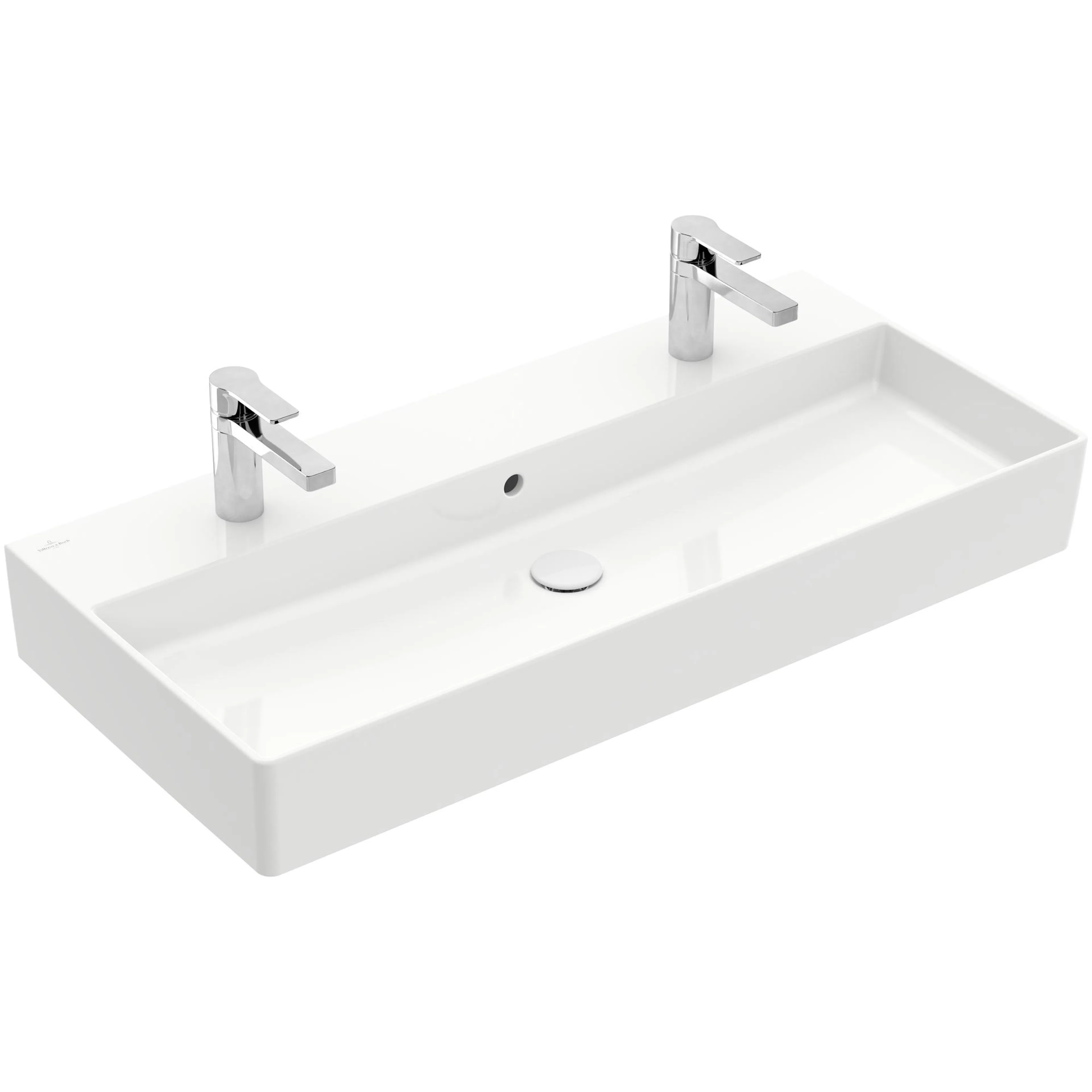 Tvättställ villeroy & Boch Memento 2.0 4A221L01 Vit Alpin, Med Bräddavlopp, 1000 mm, Med 2 Blandarhål, för Två Enhålsblandare