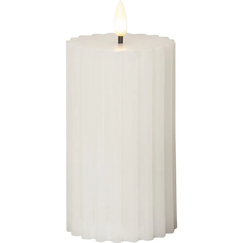 LEDBlockljus Flamme Stripe Vit