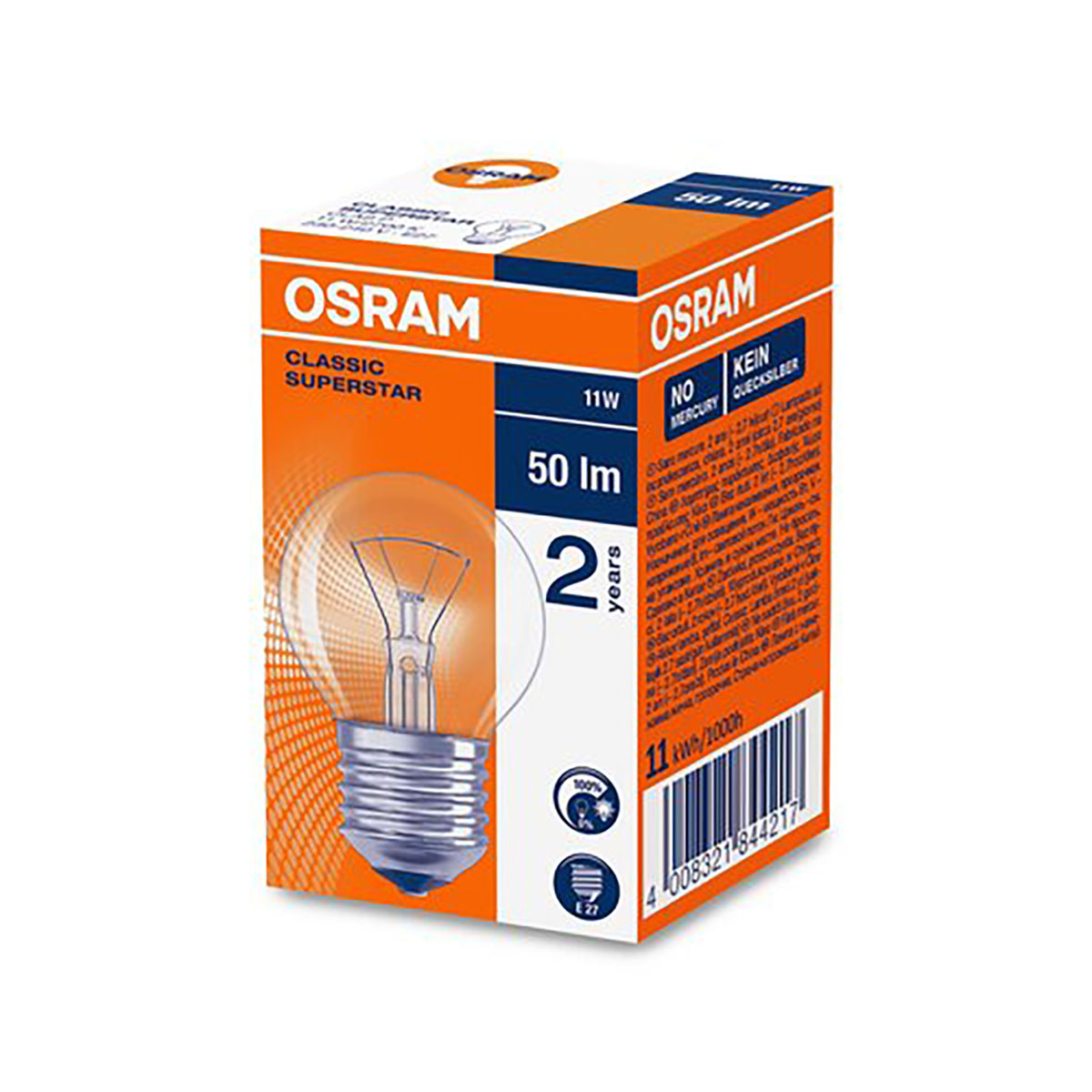 Glödlampa Osram Klot 11W E27 Klar Cl P (59lm)