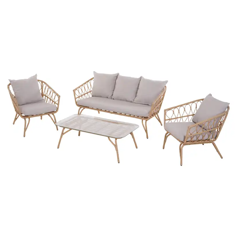 Loungeset ENVY DESIGN Magrethe Utemöbler med Dynor i Rotting