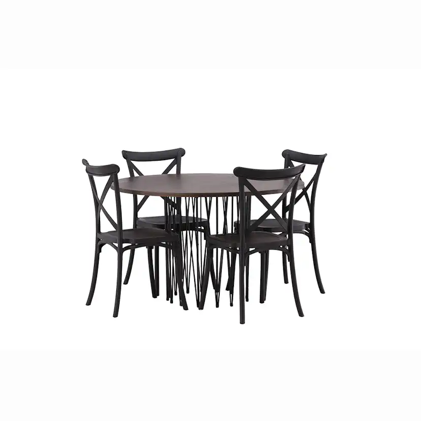 Matgrupp furniture/fashion Stone Rund med 4 Crosett Stolar
