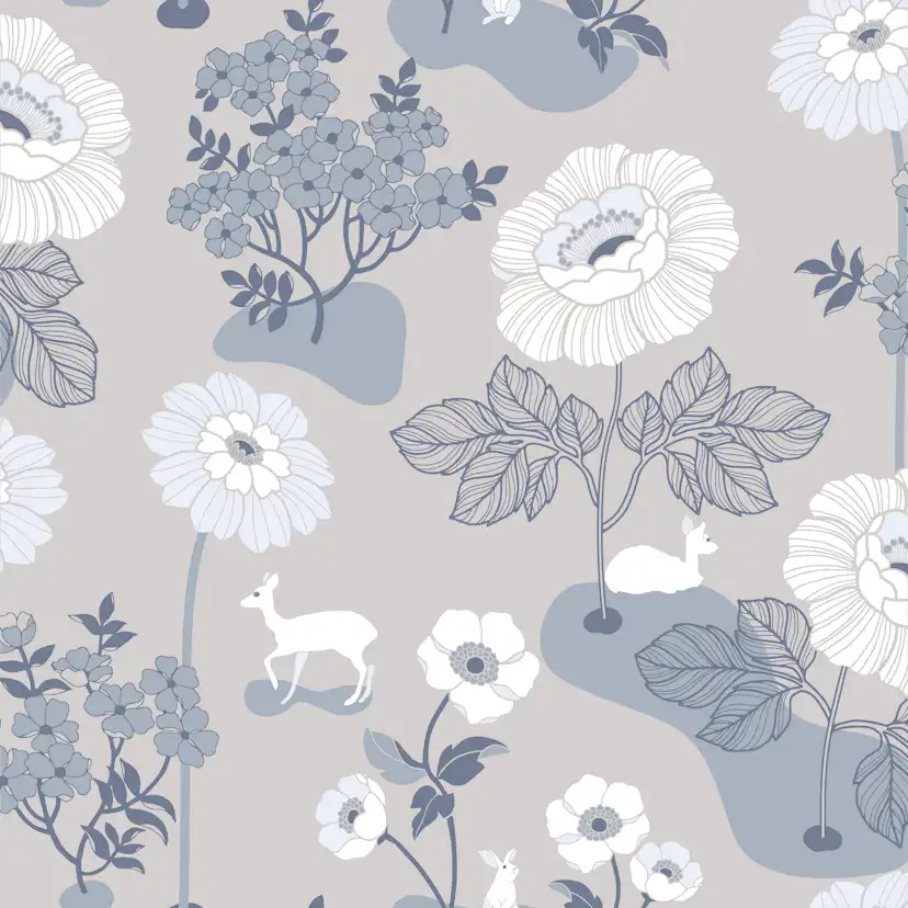 Tapet Duro 1900 Blomsteräng Grå 398-04