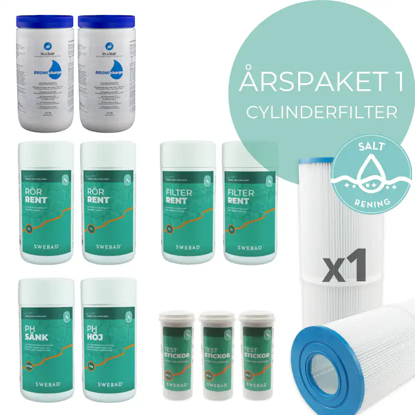 Årspaket 1 Swebad med Saltrening och 1 Cylinderfilter