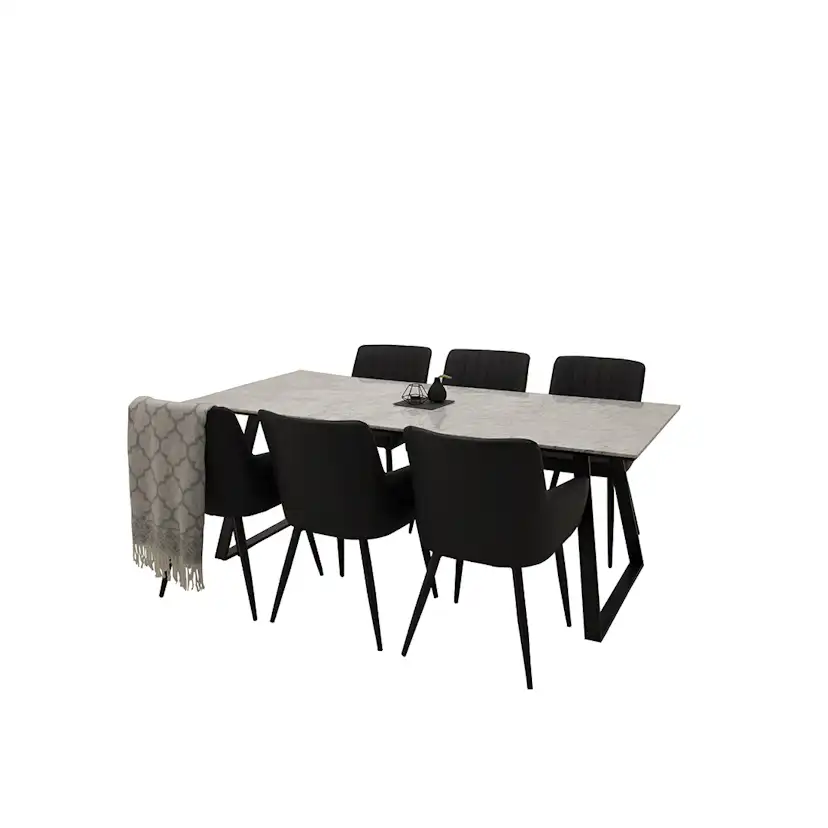 Matgrupp Venture Home Estelle Ø115 cm med 6st Comfort Matstolar