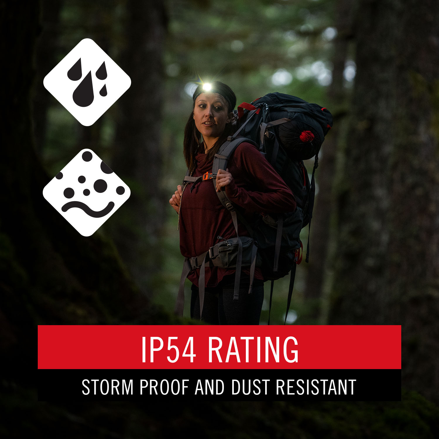 Pannlampa Coast FL1R Uppladdningsbar 435 Lumen Röd/Vit