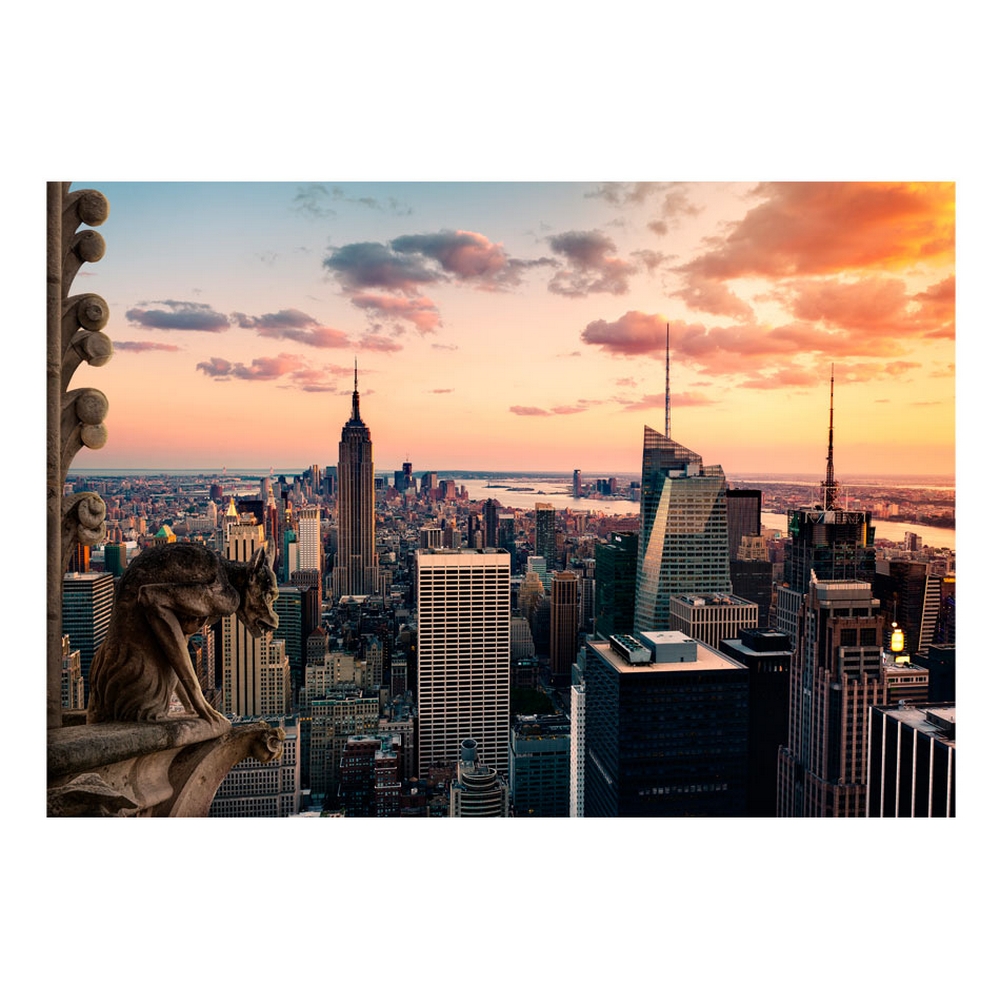 Självhäftande fototapet - New York: The skyscrapers and suns Storlek: 196x140 cm