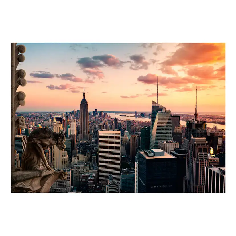 Självhäftande fototapet - New York: The skyscrapers and suns Storlek: 196x140 cm