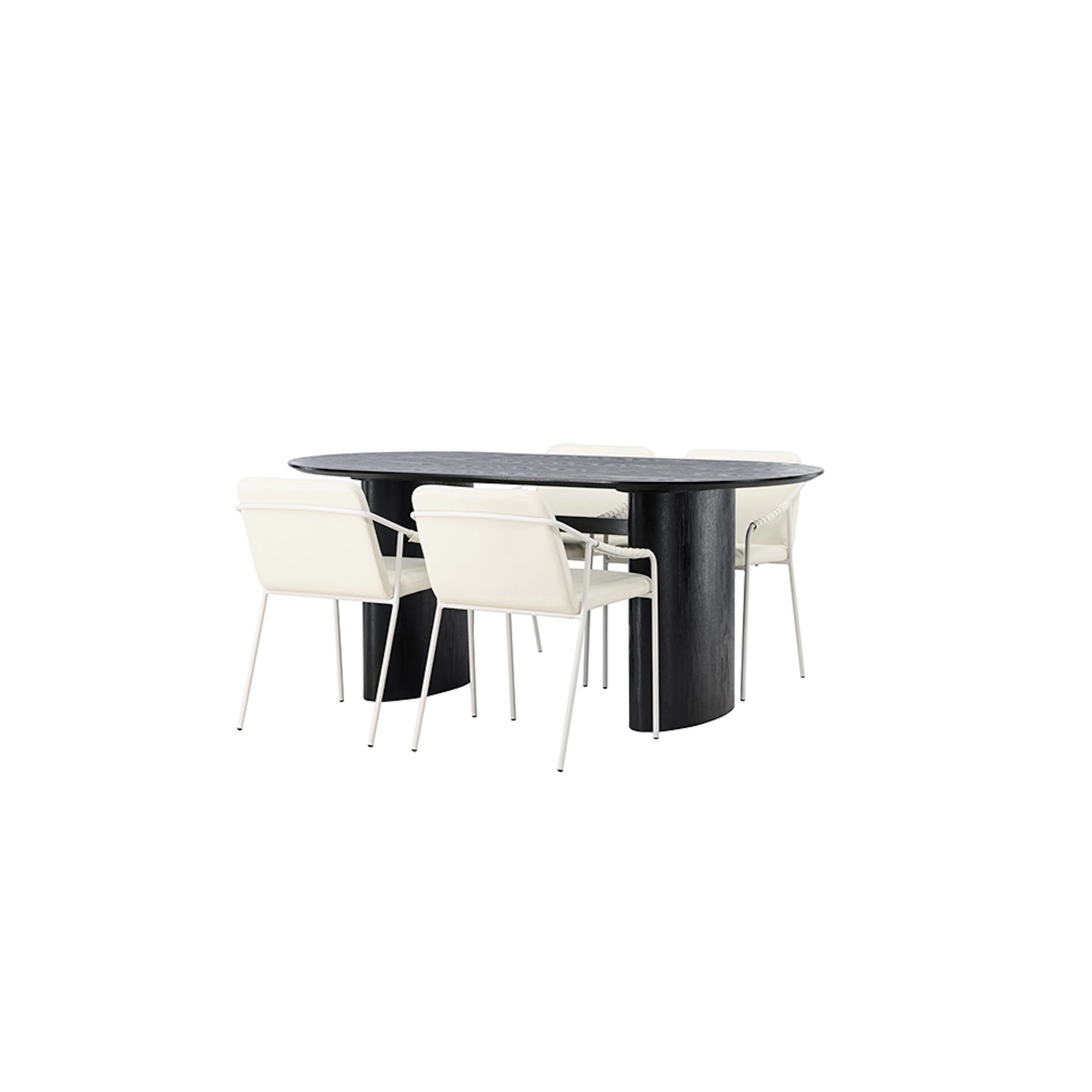 Matgrupp Venture Home Isolde med 4 st Tvist stolar Svart/Beige