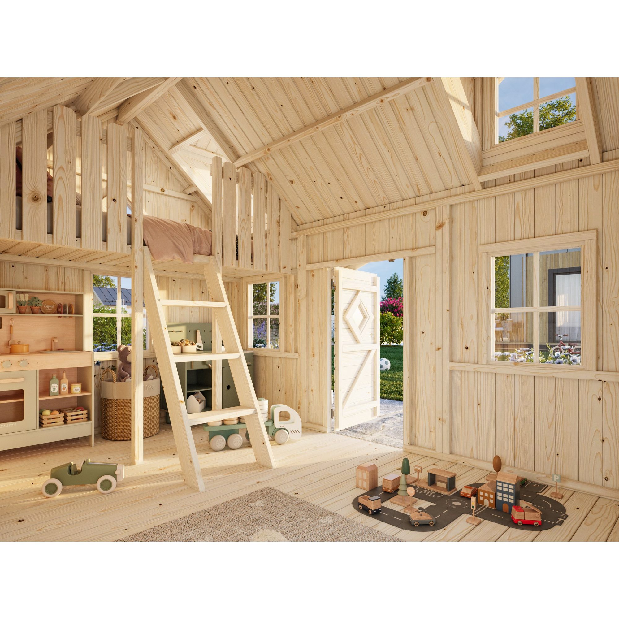 Lekstuga Palmako Marie 5,5 m² Trästuga med Loft