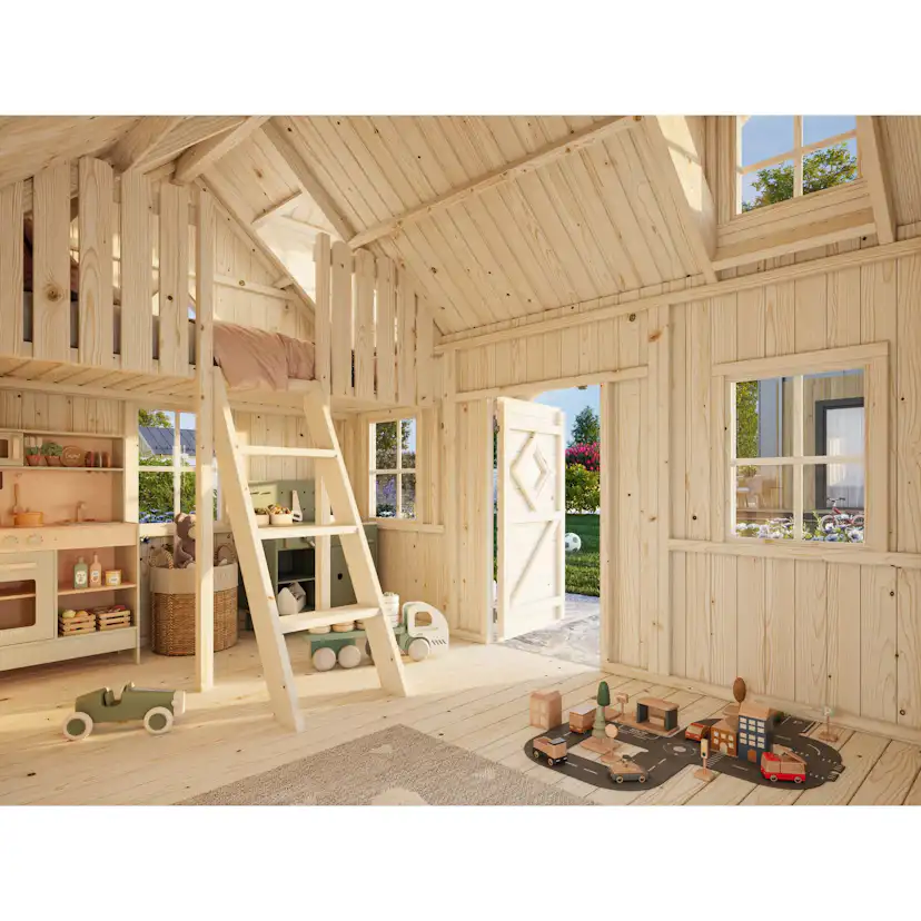 Lekstuga Palmako Marie 5,5 m² Trästuga med Loft