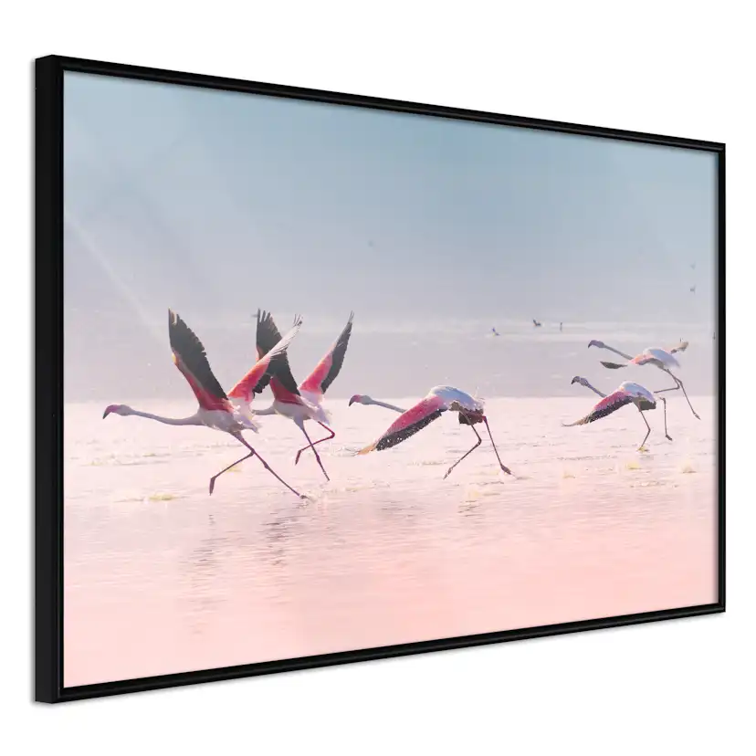 Poster Artgeist Affisch Flamingos Race