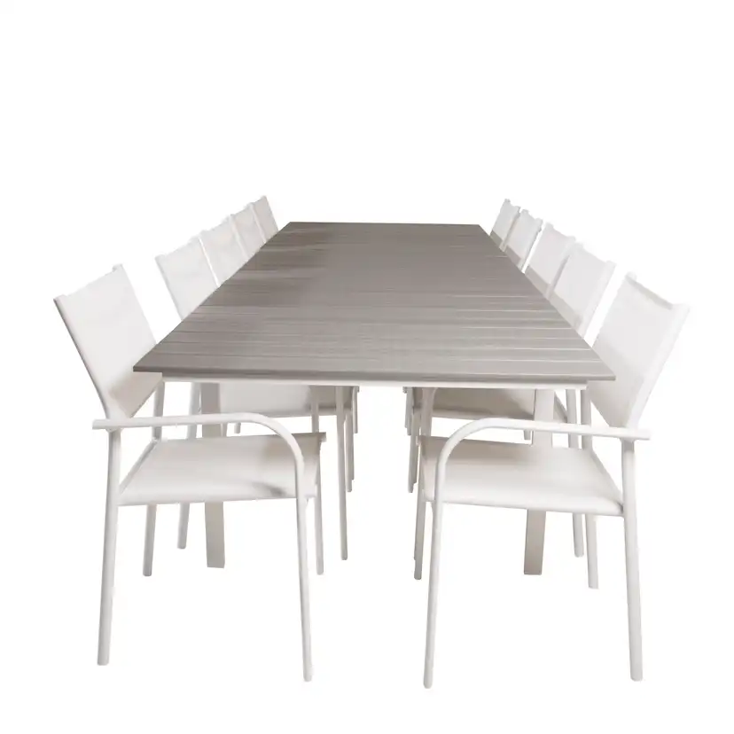Levels Dining Table 224/324*100 - White Alu / Grey Aintwood Vit/Grå