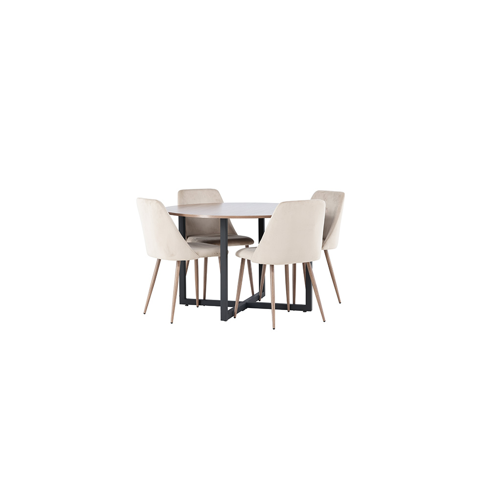 Matgrupp Venture Home Durango Ø120 cm med 4 st Night stolar