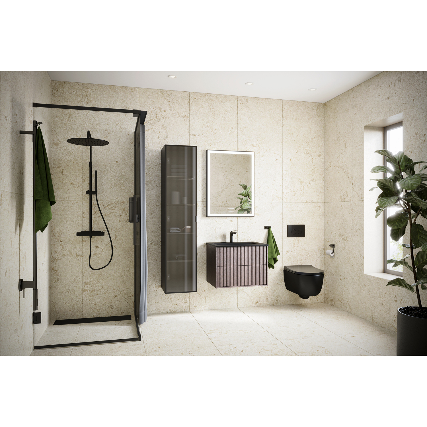 Langfoss Gardinskena 90x7x1,5 Svart Matt B: 900 mm, Mattsvart