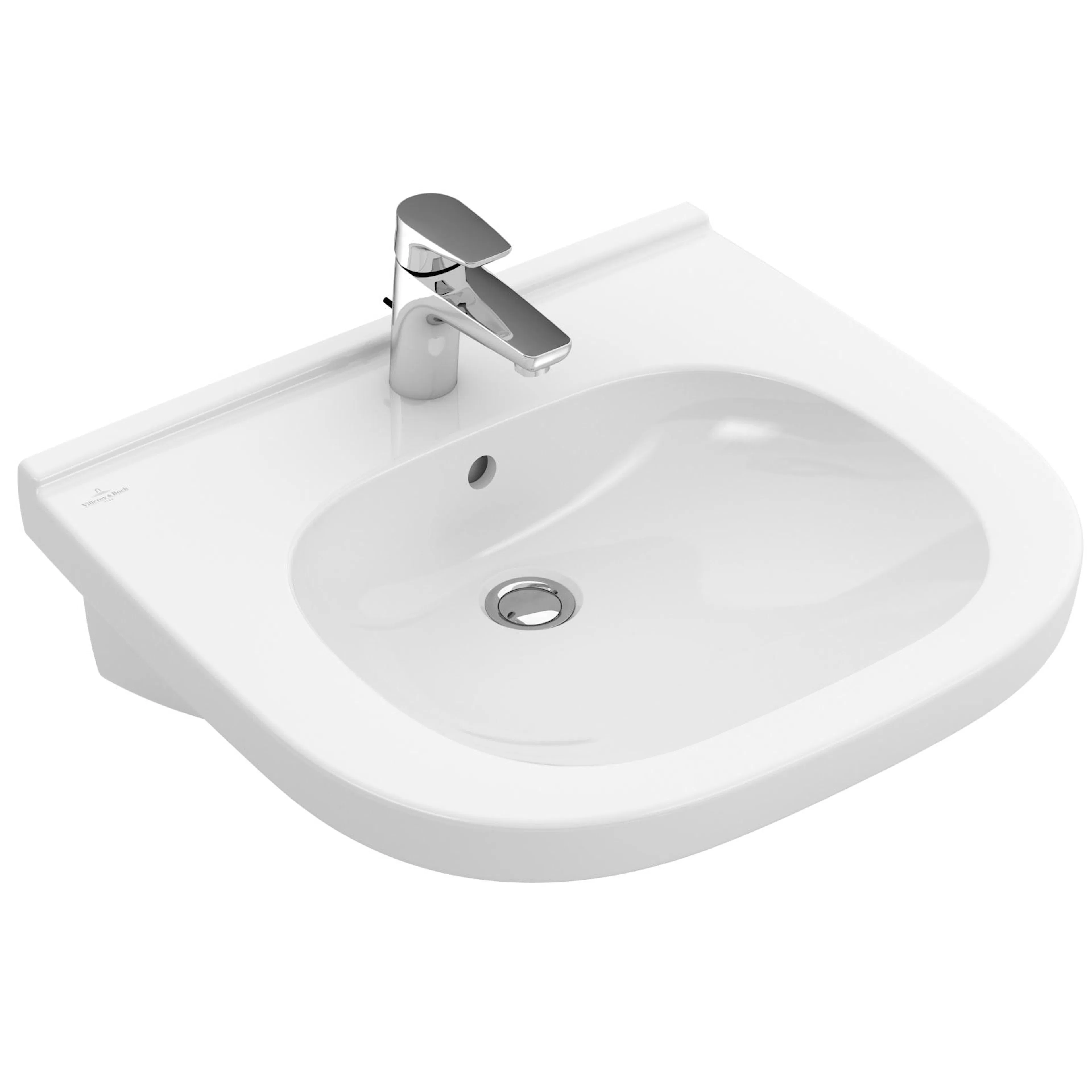 Tvättställ villeroy & Boch O.novo Vita 411955R1 Vit Alpin CeramicPlus, Med Bräddavlopp, 555 mm, Med Blandarhål, för Trehålsblandare