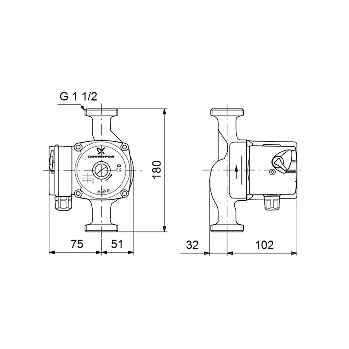 Tappvarmvattenpump Grundfos UPS25-40 N
