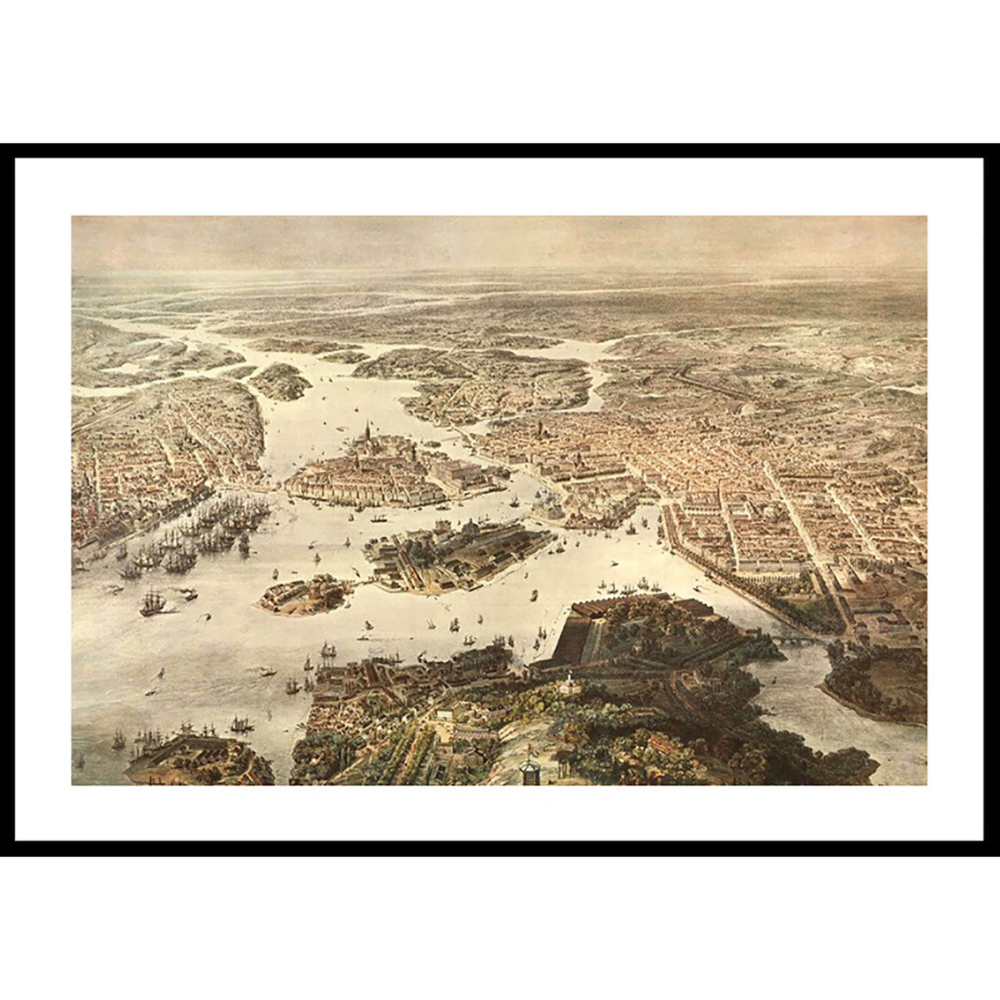 Poster Gallerix Fogelvue Over Stockholm 1860