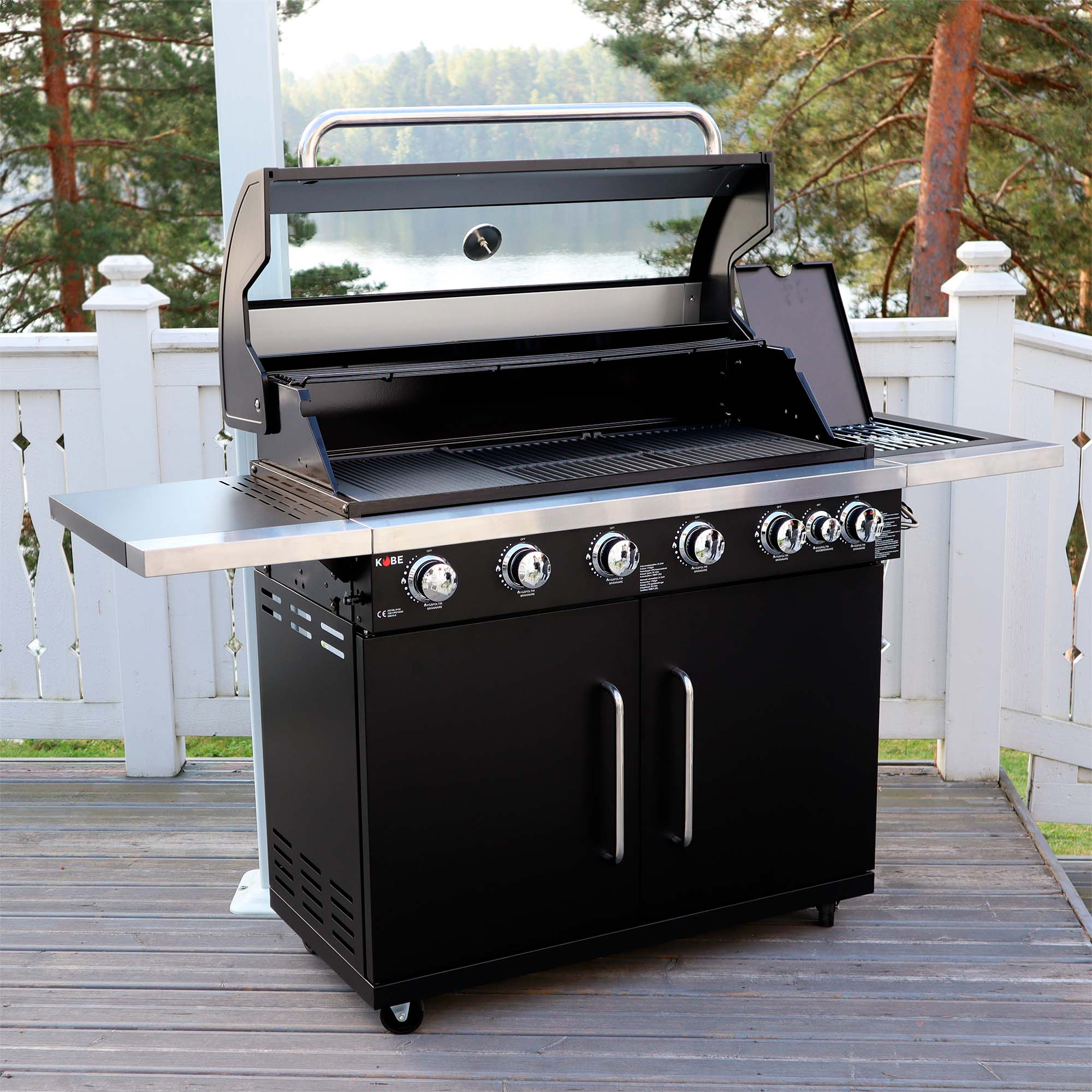 Gasolgrill Kobe 6+1 Brännare Svart Med Gaslock