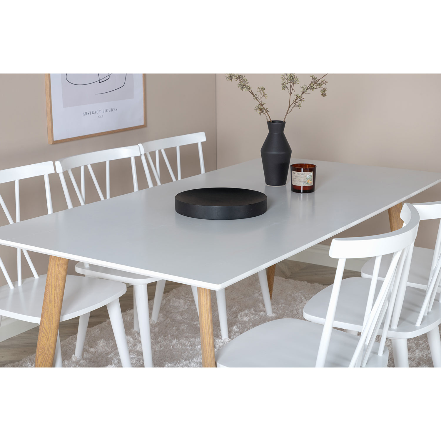 Polar Dining Table - 180*90*H75 - White / Oak, Mariette Vit