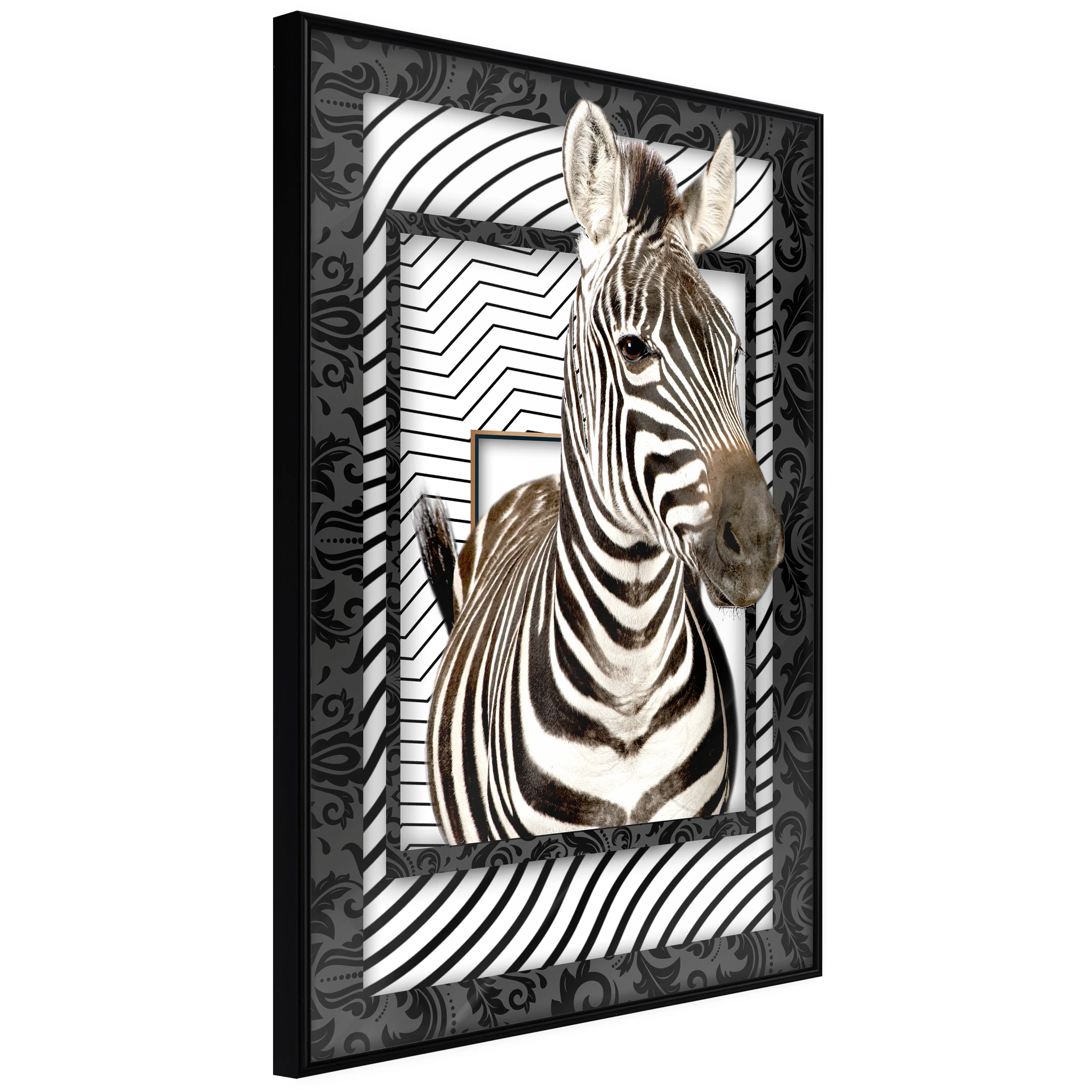 Affisch - Zebra [Poster] 40x60 Svart ram, 40x60 cm