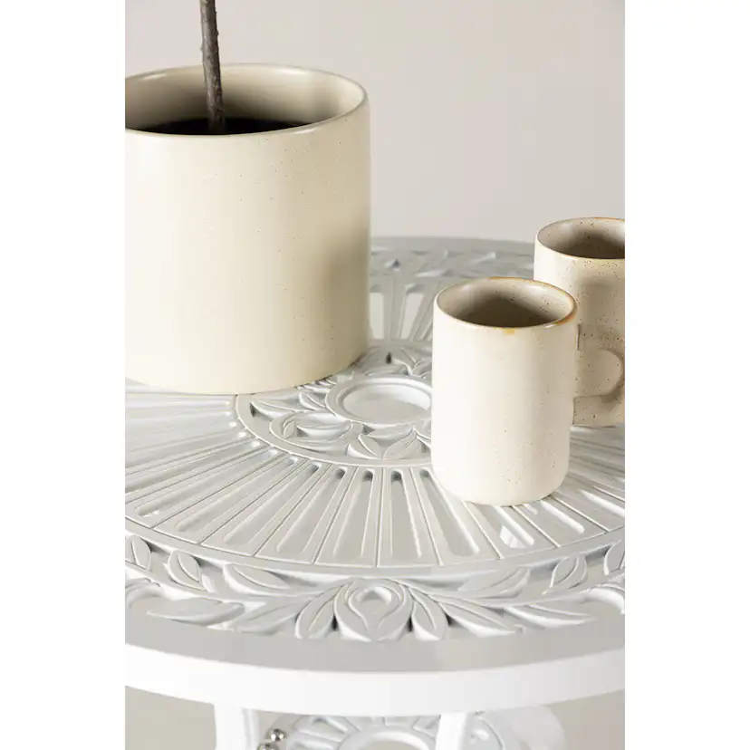 Caféset Venture Home Nandin Klassisk Cafégrupp med Runt Bord & 2 Stolar i Aluminium, Vit