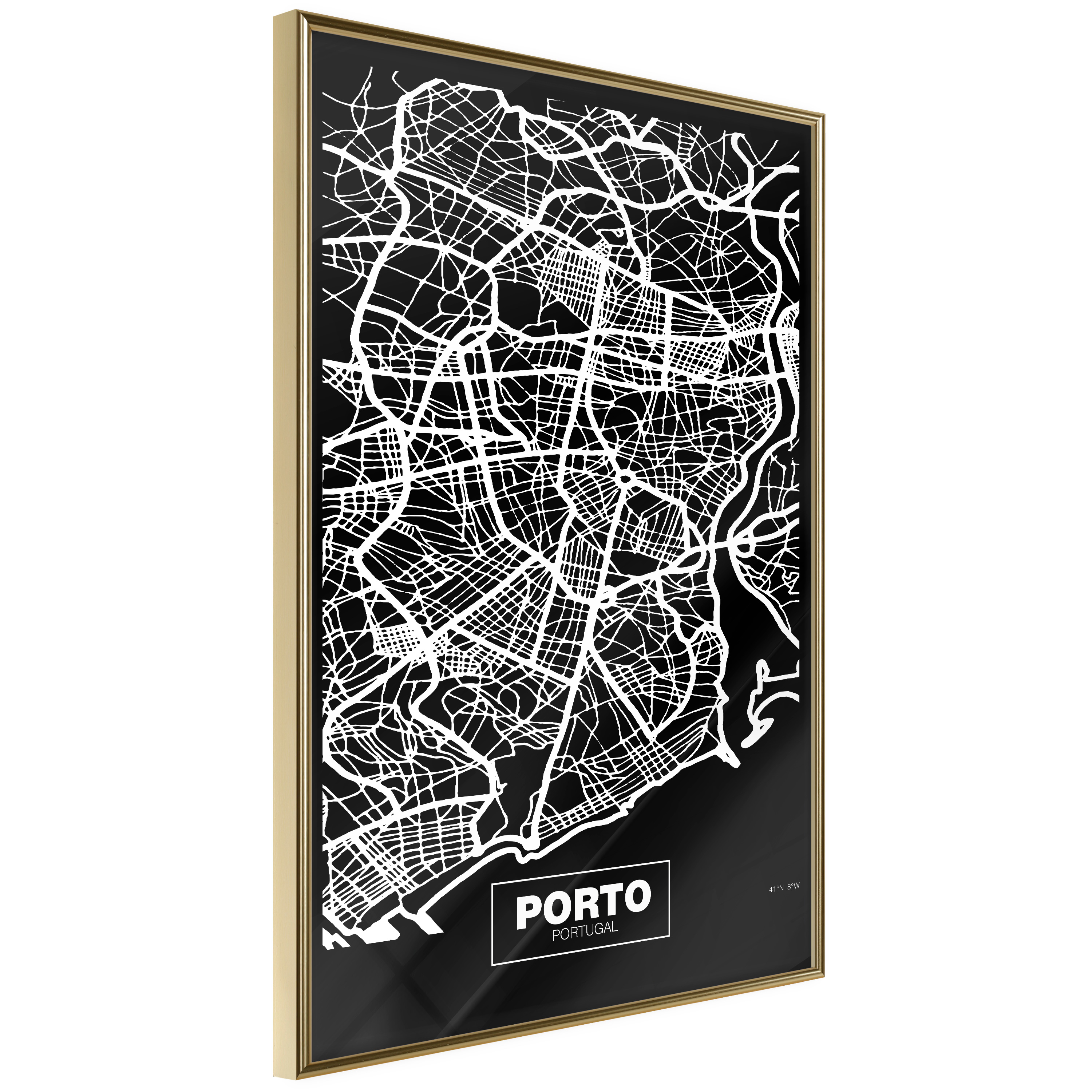 Poster Artgeist Affisch Negative Map Porto