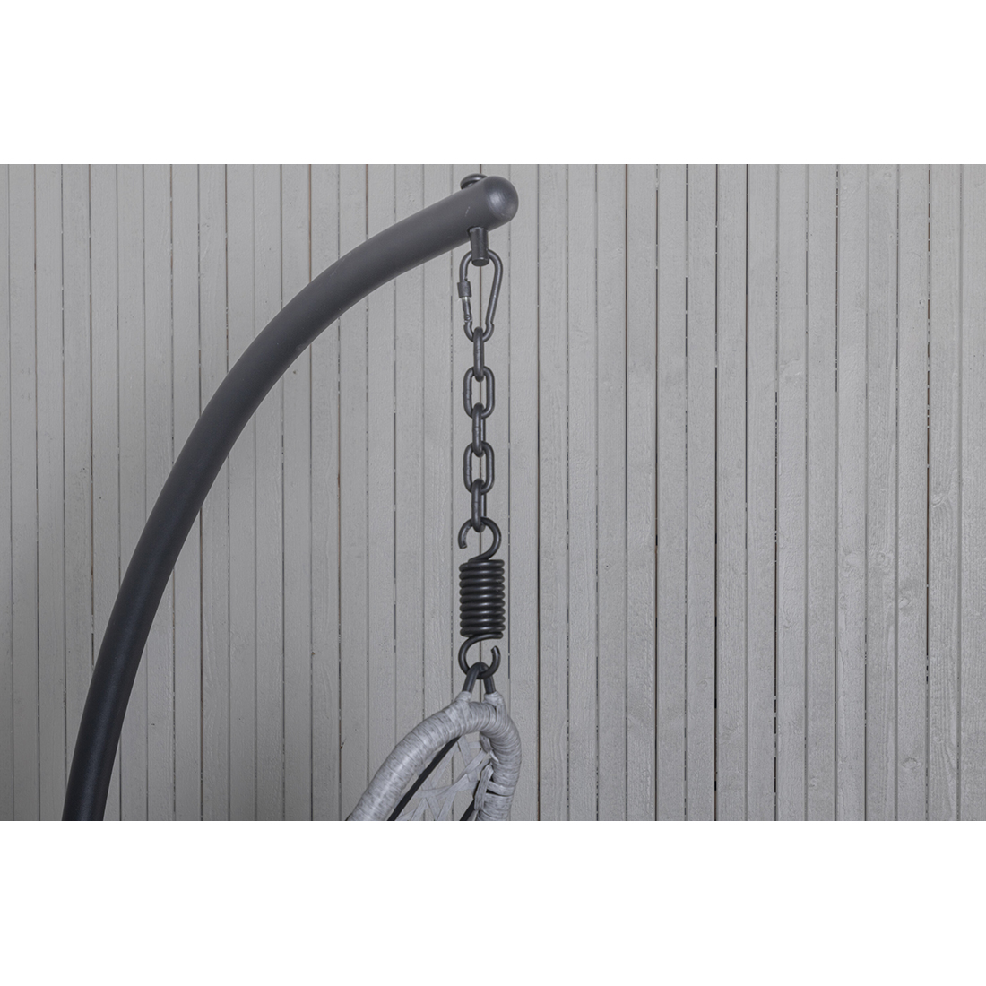 Edinburgh Hanging chair - Black frame/grey wicker/grey cushi Grå