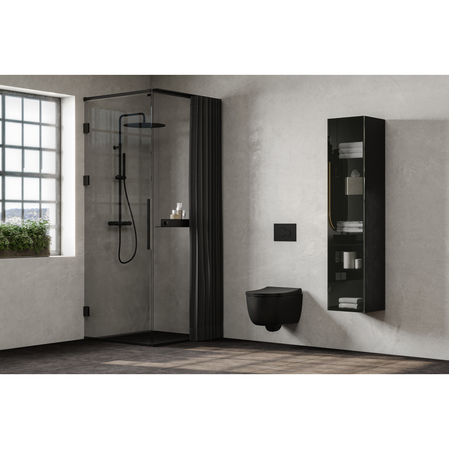 Langfoss Gardinskena 90x7x1,5 Svart Matt B: 900 mm, Mattsvart