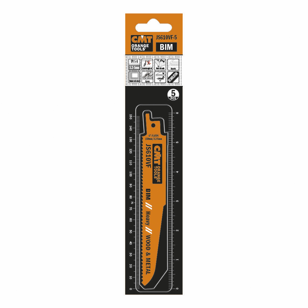 Tigersågblad CMT Orange Tools Trä/metall 150mm BIM Heavy 5 st JS610VF-5