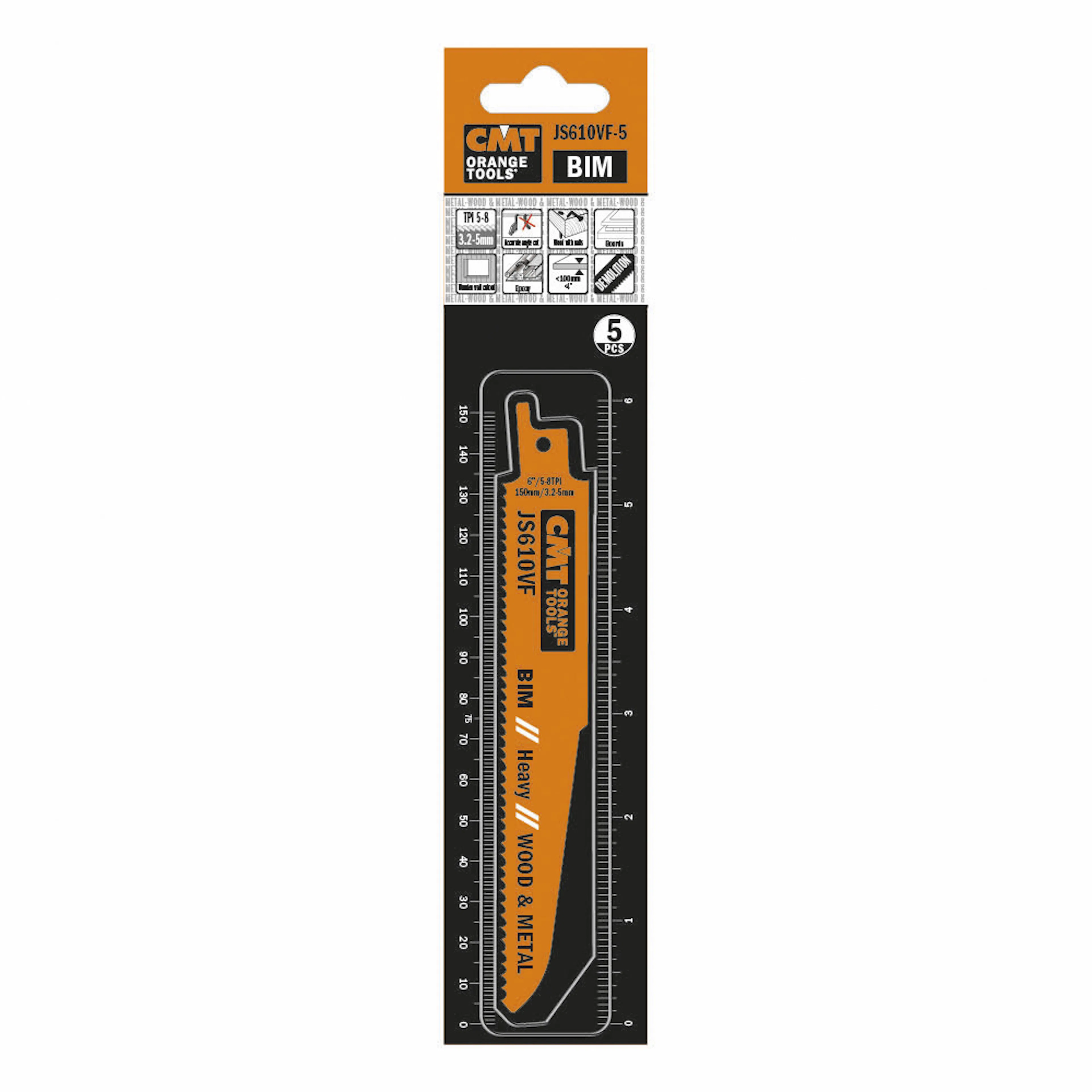 Tigersågblad CMT Orange Tools Trä/metall 150mm BIM Heavy 5 st JS610VF-5