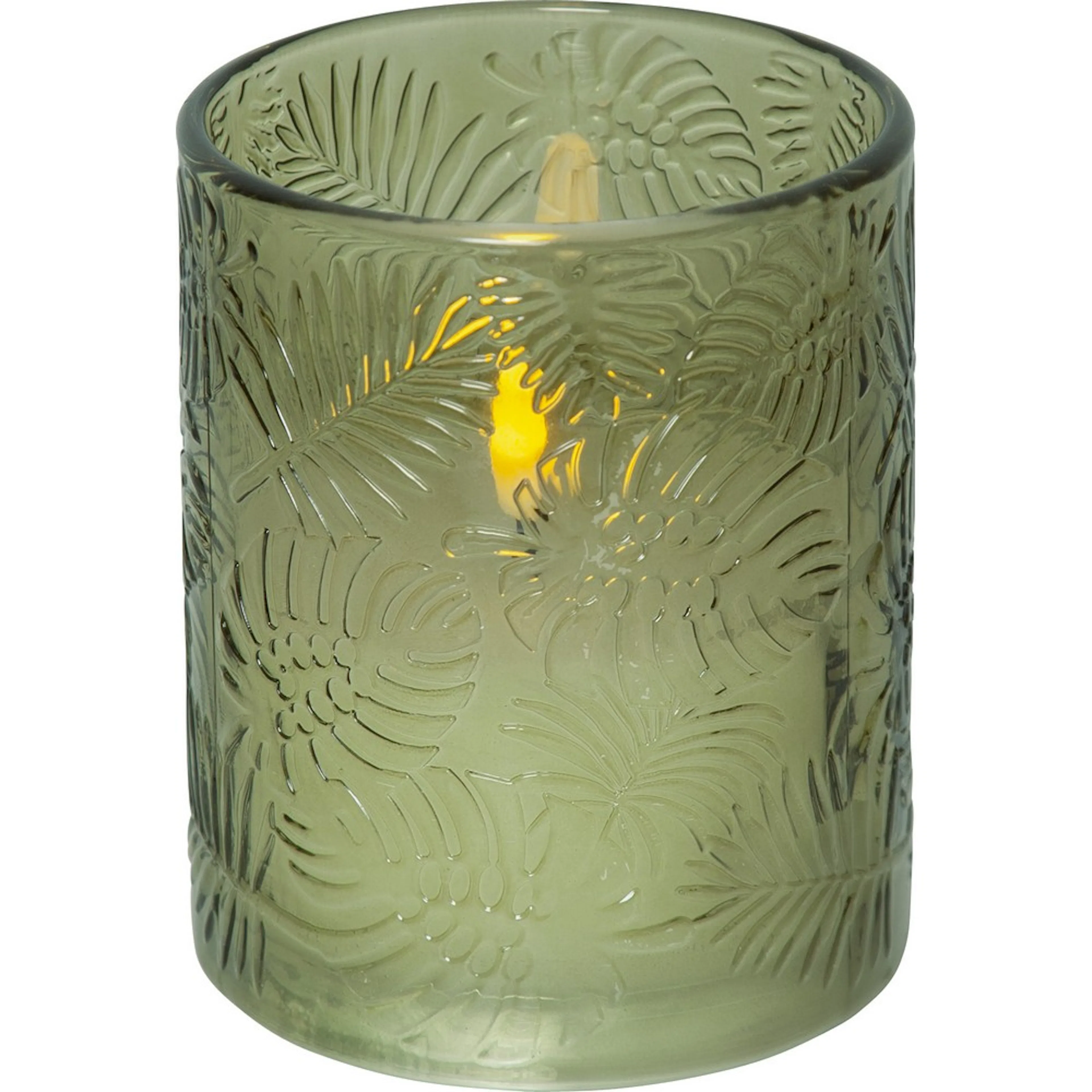 LEDBlockljus Flamme Leaf Grön, D: 100 mm