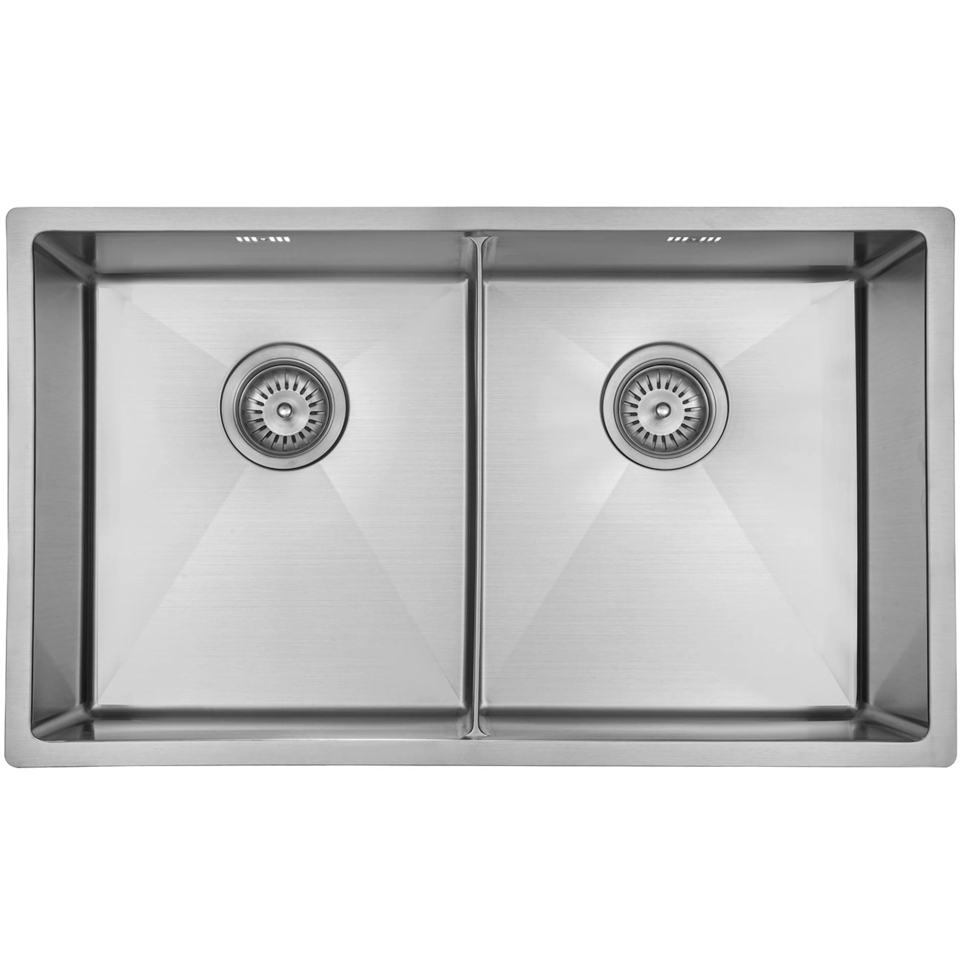 Diskho Lavabo Kubus 740 Soft Slim Rostfri Dubbel med Korgventil & Vattenlås