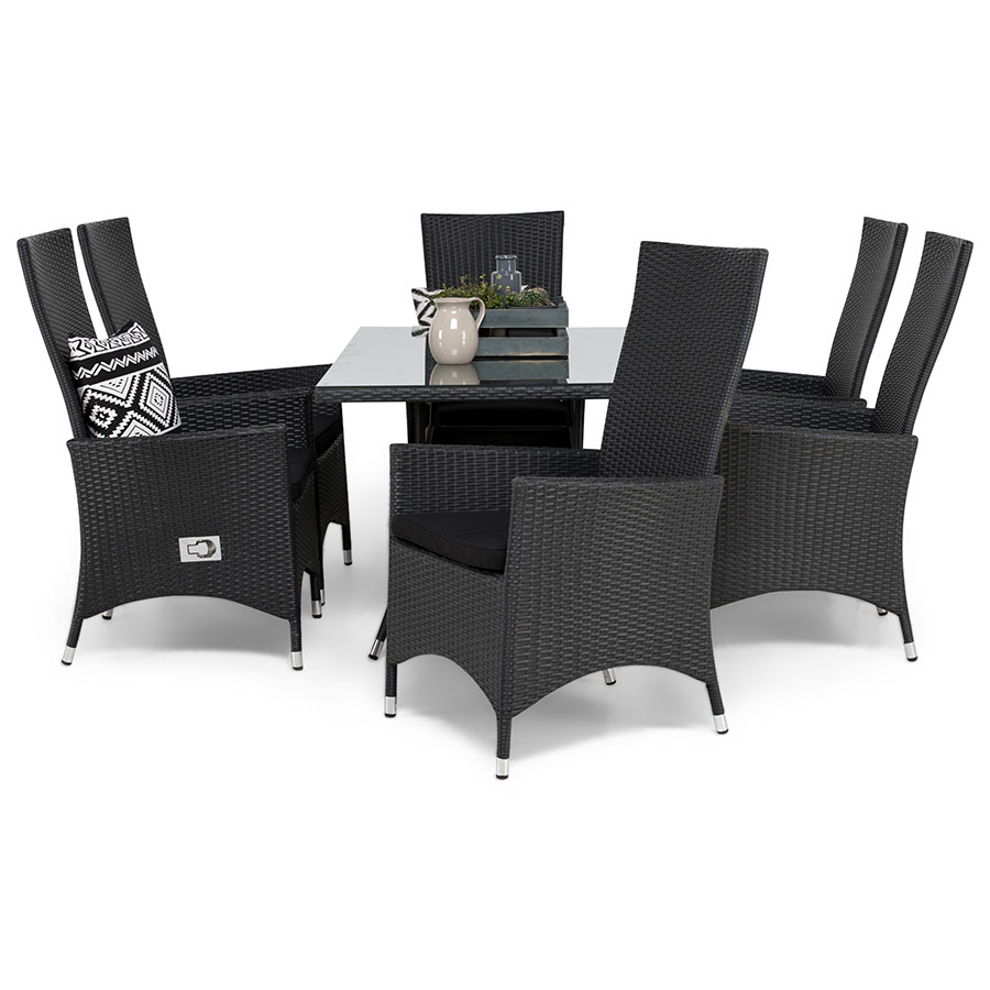 Matgrupp Utomhus Comfort Garden Thor 140 med 6 Jenny Ställbara Utefåtöljer
