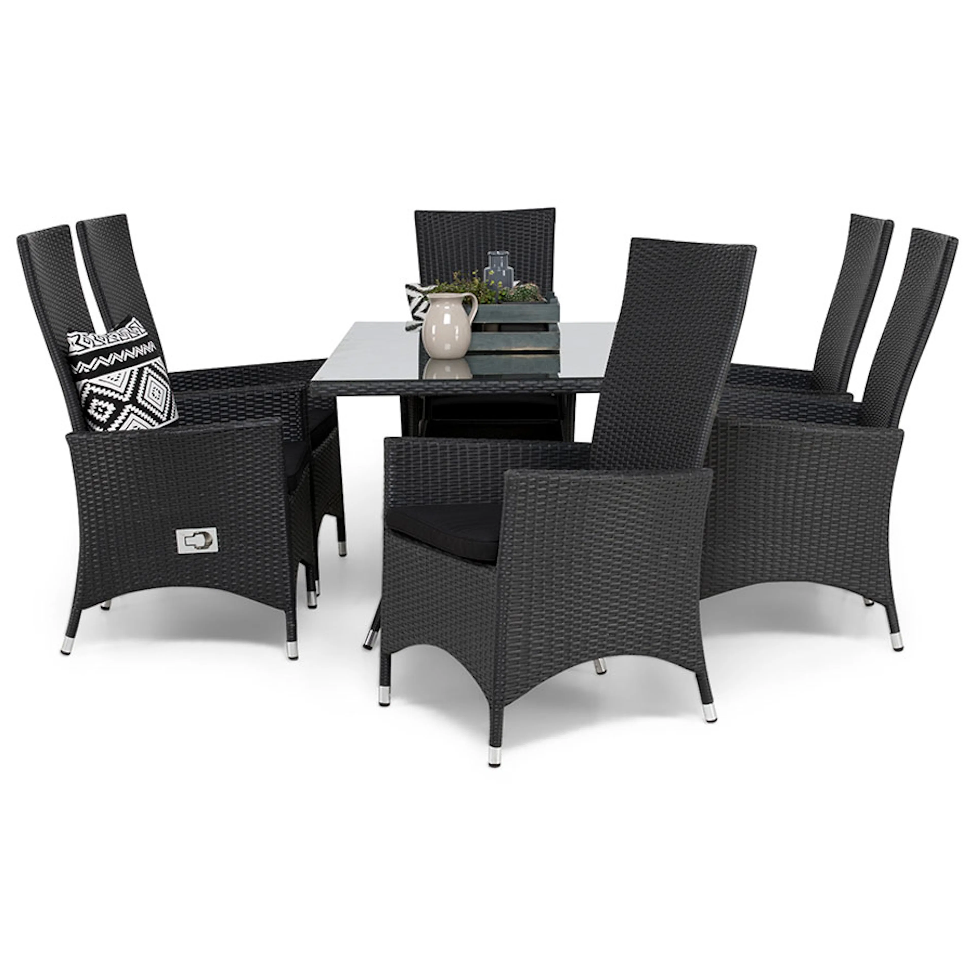Matgrupp Utomhus Comfort Garden Thor 140 med 6 Jenny Ställbara Utefåtöljer
