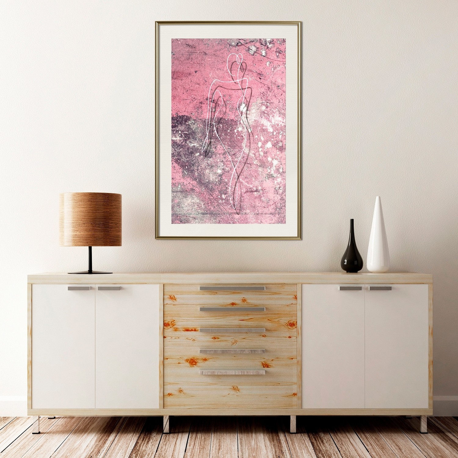 Affisch - Marble Shape [Poster] 20x30 Guld ram med passepartout, 20x30 cm