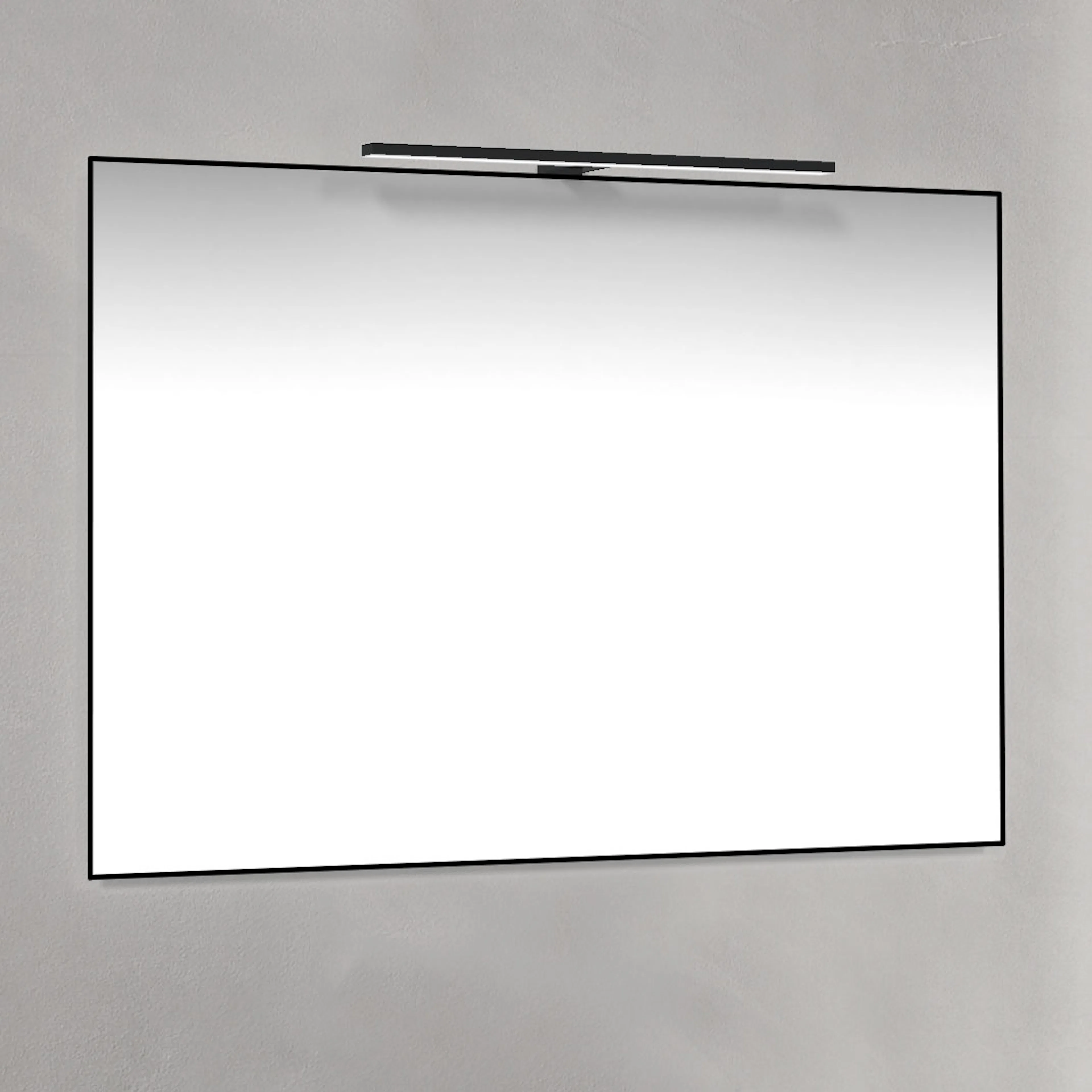 Spegel 100x70 Svart Ram Svart T-Belysning Bredd: 1000 mm, Mattsvart