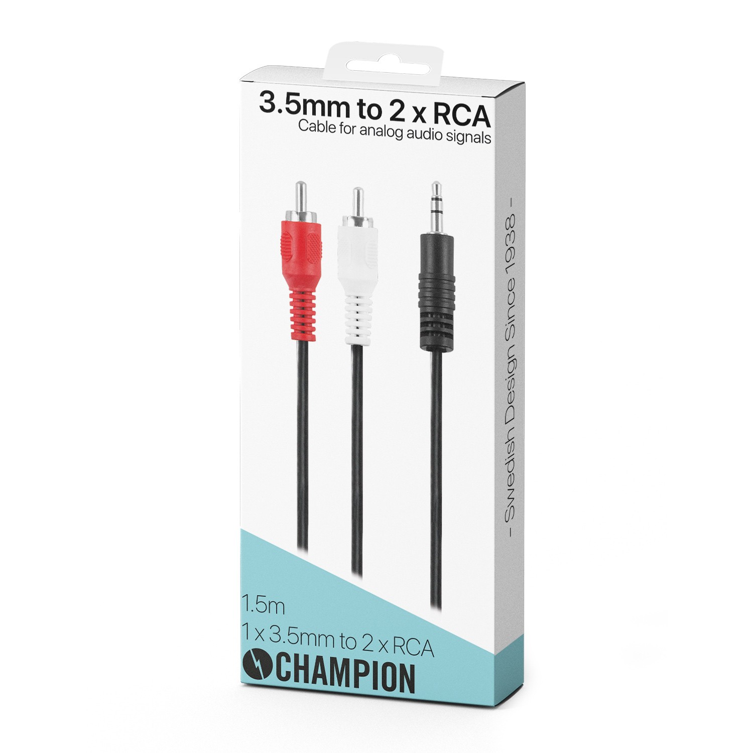 Ljudkabel Champion 3,5mm - 2 RCA Hane-Hane 1.5m