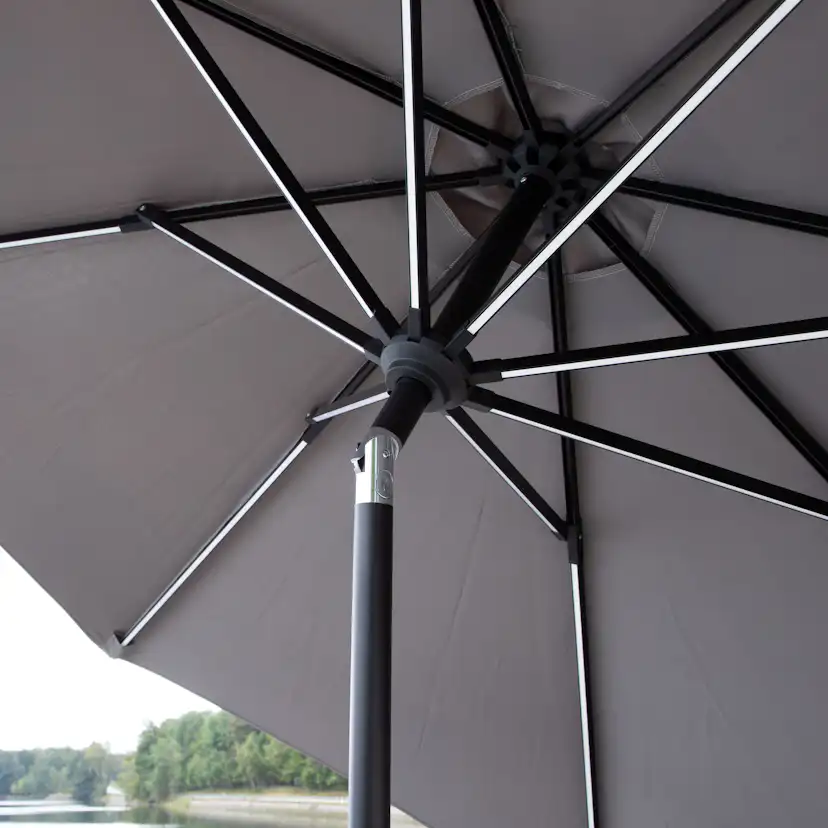 Sabal Umbrella with LED, Grey, 270 Grå