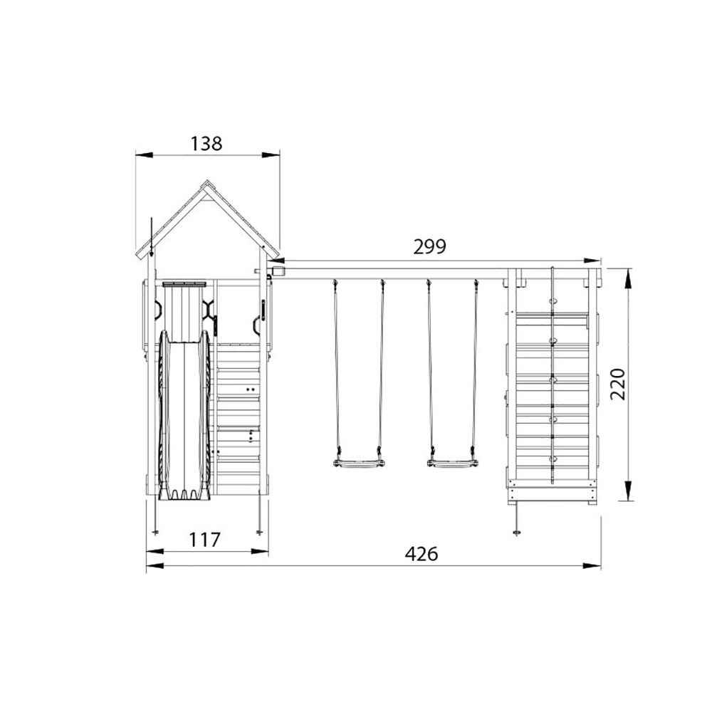 Lektorn Jungle Gym Cabin 2.1 Klättermodul Blå Rutschkana & Sand